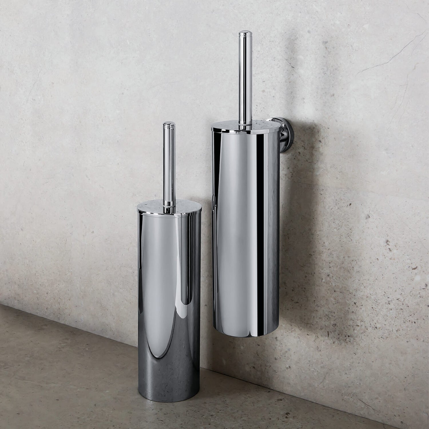 Porta scopino a muro in ottone cromato Colombo Design collezione Basic Con fissaggio a tassello e ad incollo con kit opzionale by CeramicStore | Lo specialista del tuo bagno