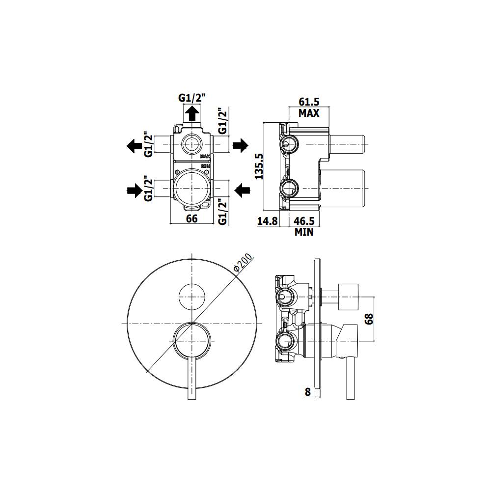 Miscelatore incasso doccia con deviatore con 3 Uscite serie Birillo modello BI019CR cromato Paffoni by CeramicStore | Lo specialista del tuo bagno