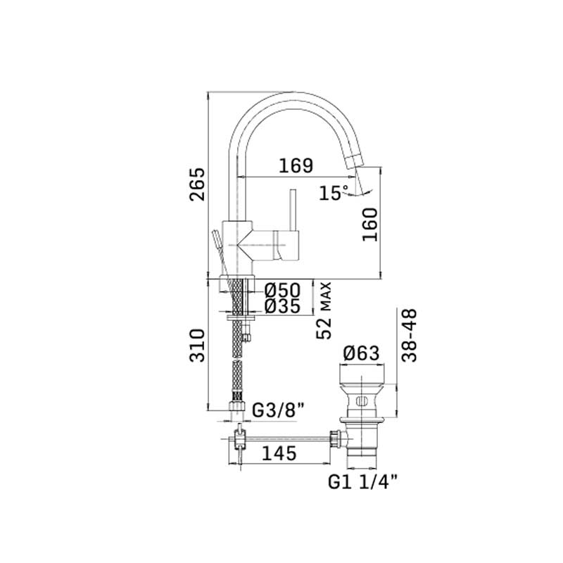 Miscelatore Lavabo con Canna tonda Orientabile e piletta di scarico in ottone Cromo collezione Pico di Mamoli Rubinetterie by CeramicStore | Lo specialista del tuo bagno