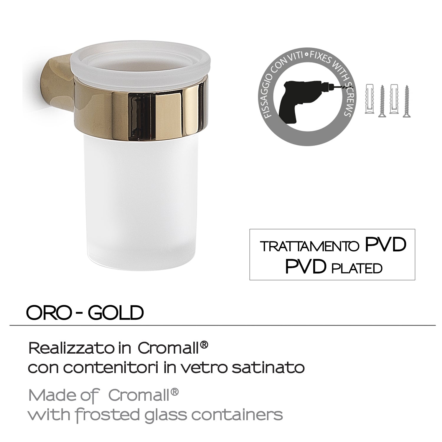 Portaspazzolini a muro in Ottone e Cromall Gedy serie Pirenei - Oro by CeramicStore | Lo specialista del tuo bagno