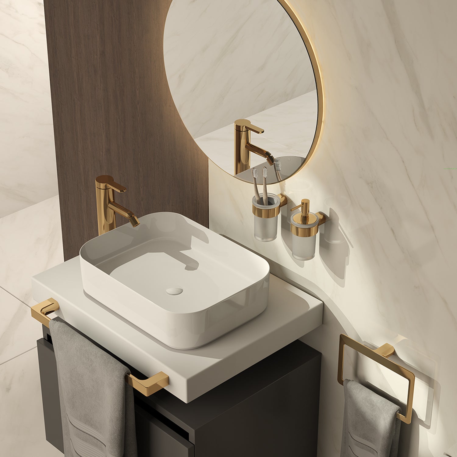 Portaspazzolini a muro in Ottone e Cromall Gedy serie Pirenei - Oro by CeramicStore | Lo specialista del tuo bagno