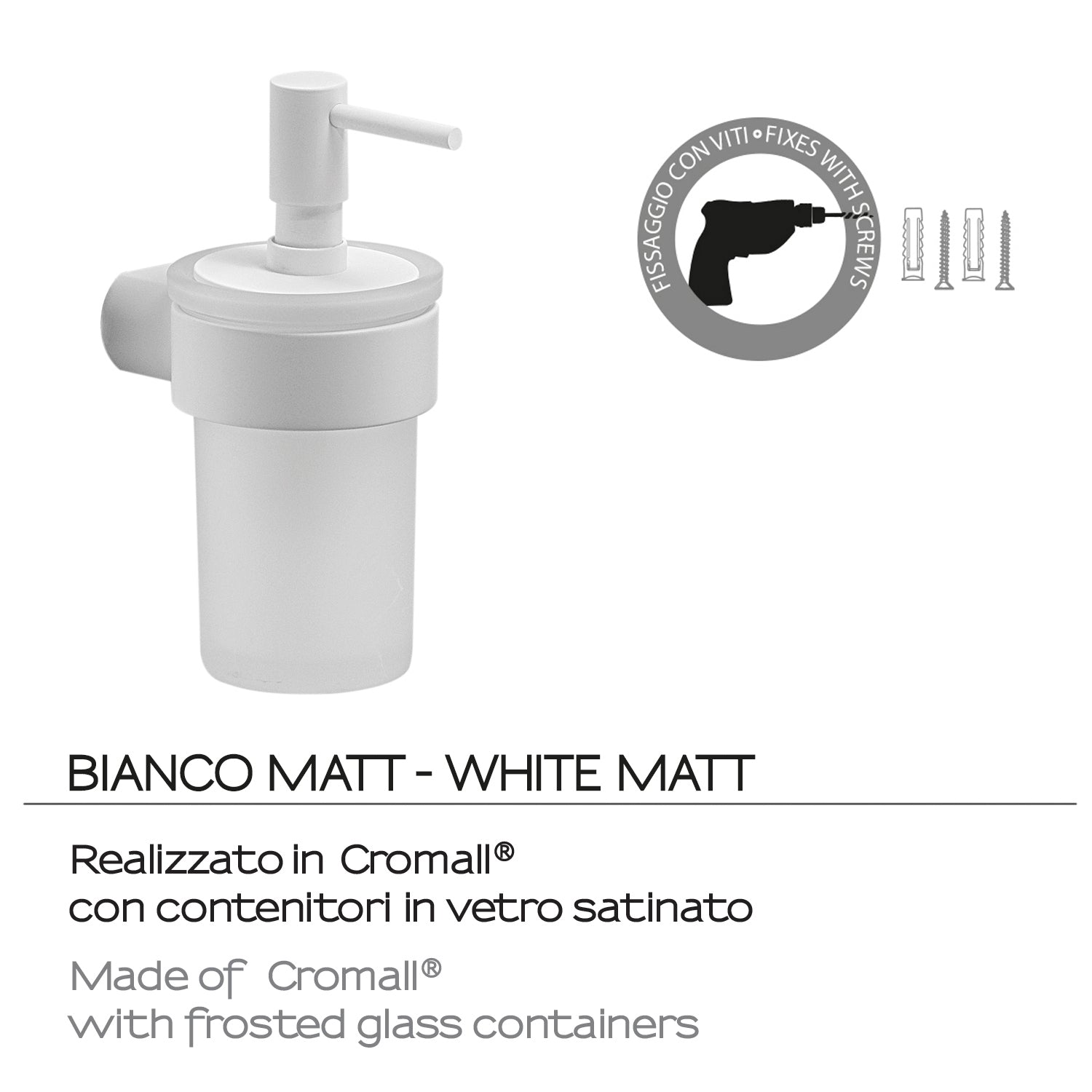 Dosasapone a muro con erogatore di Gedy serie Pirenei - Bianco Matt by CeramicStore | Lo specialista del tuo bagno