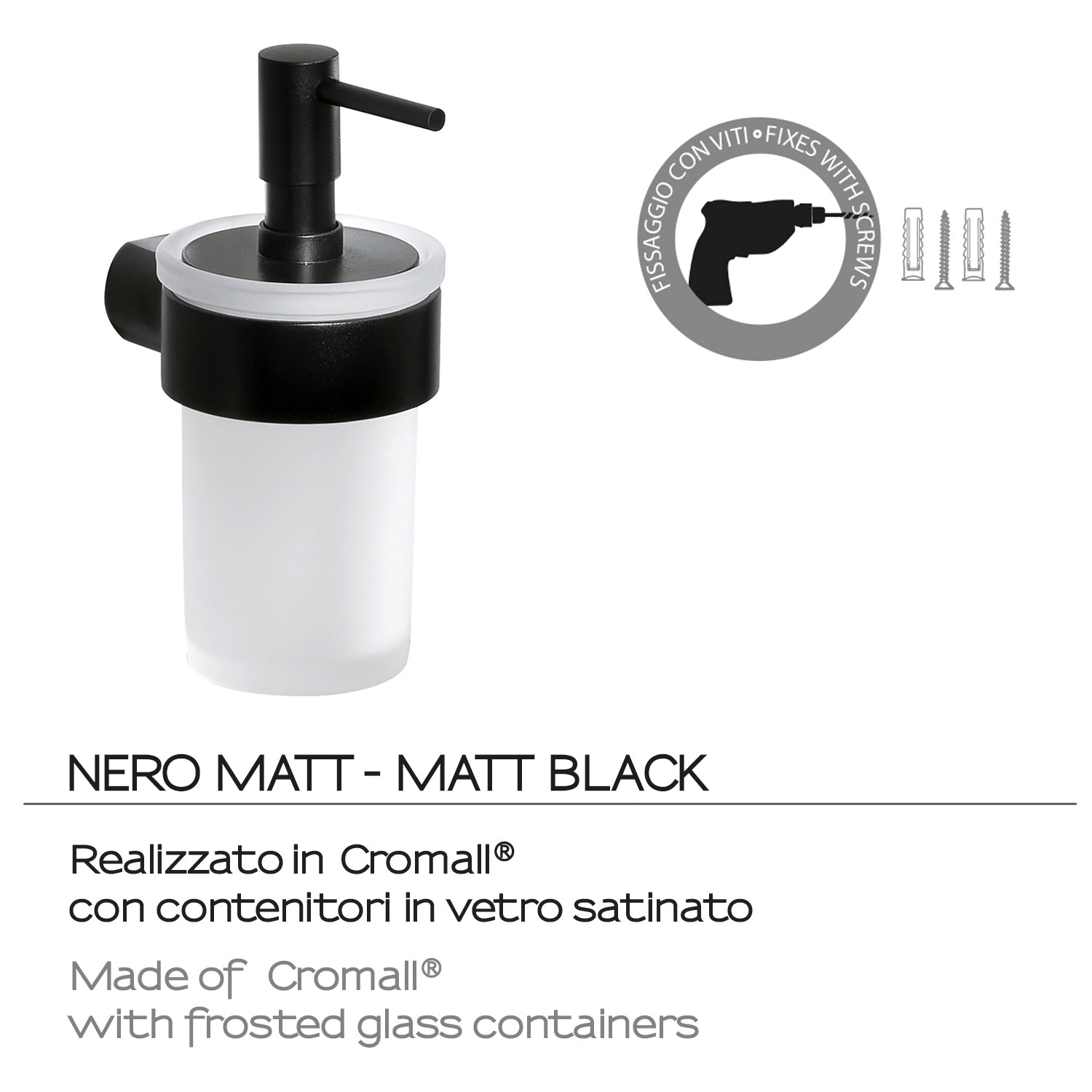 Dosasapone a muro con erogatore di Gedy serie Pirenei - Nero Matt by CeramicStore | Lo specialista del tuo bagno