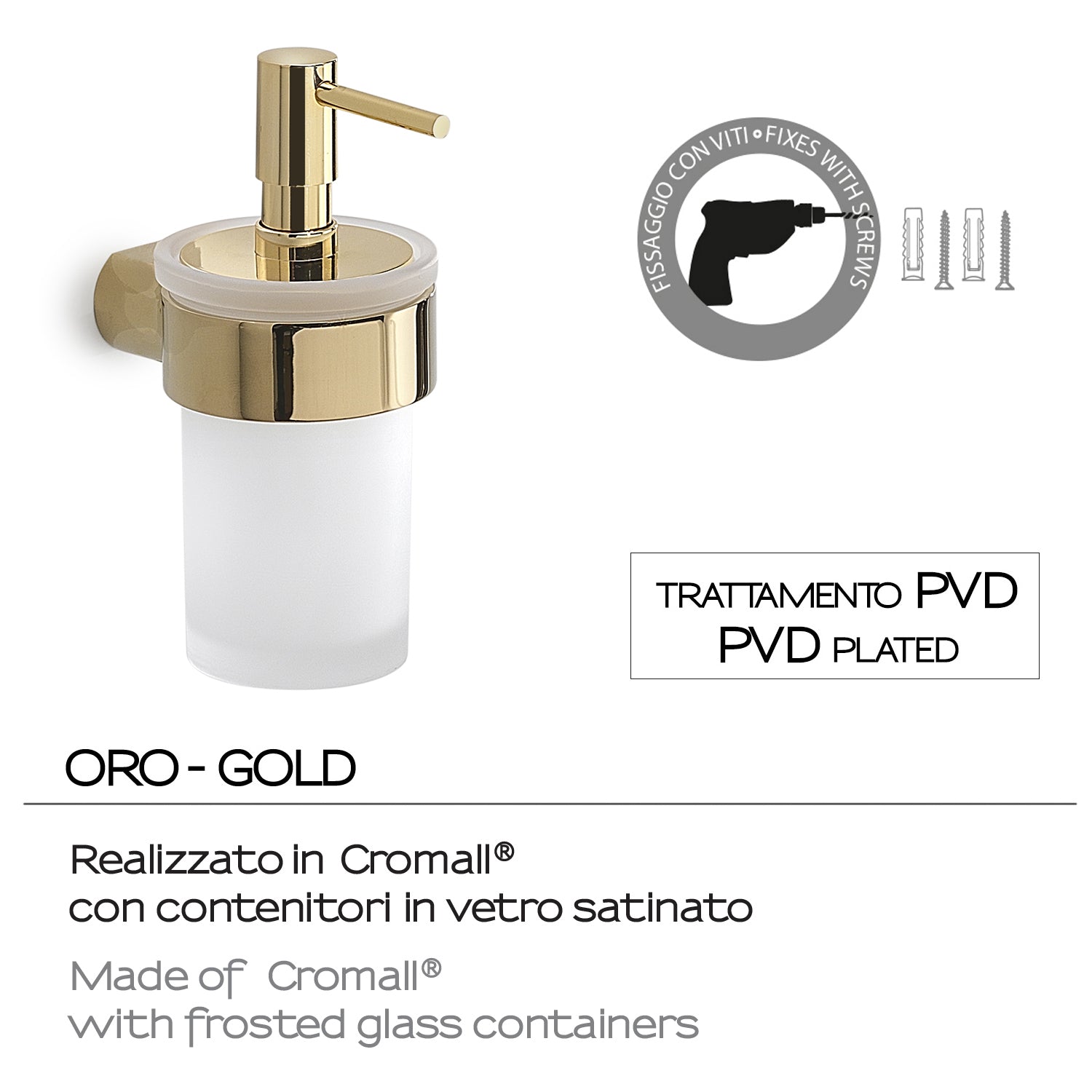 Dosasapone a muro con erogatore di Gedy serie Pirenei - Oro by CeramicStore | Lo specialista del tuo bagno