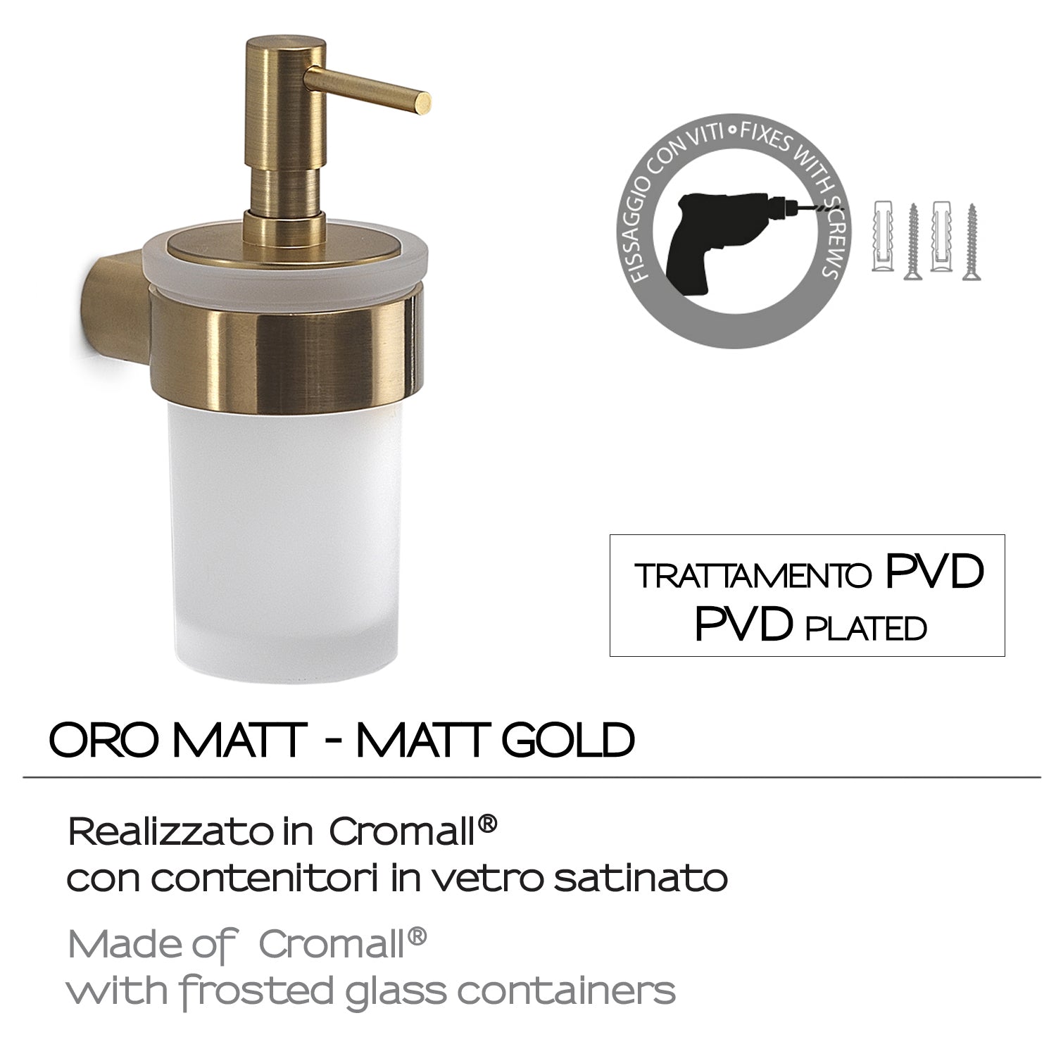 Dosasapone a muro con erogatore di Gedy serie Pirenei - Oro Matt by CeramicStore | Lo specialista del tuo bagno