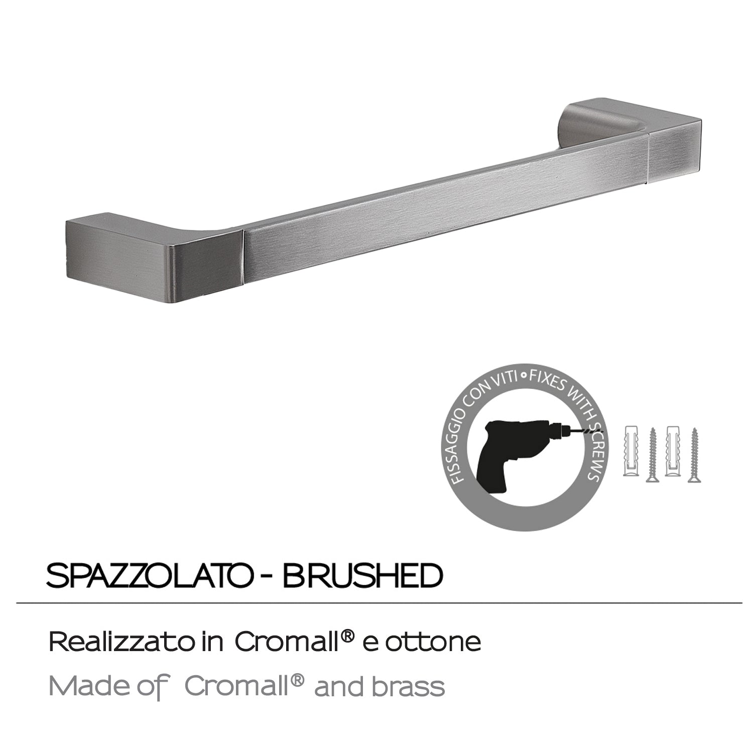 Porta asciugamani a muro Gedy serie Pirenei 35 cm - Spazzolato by CeramicStore | Lo specialista del tuo bagno