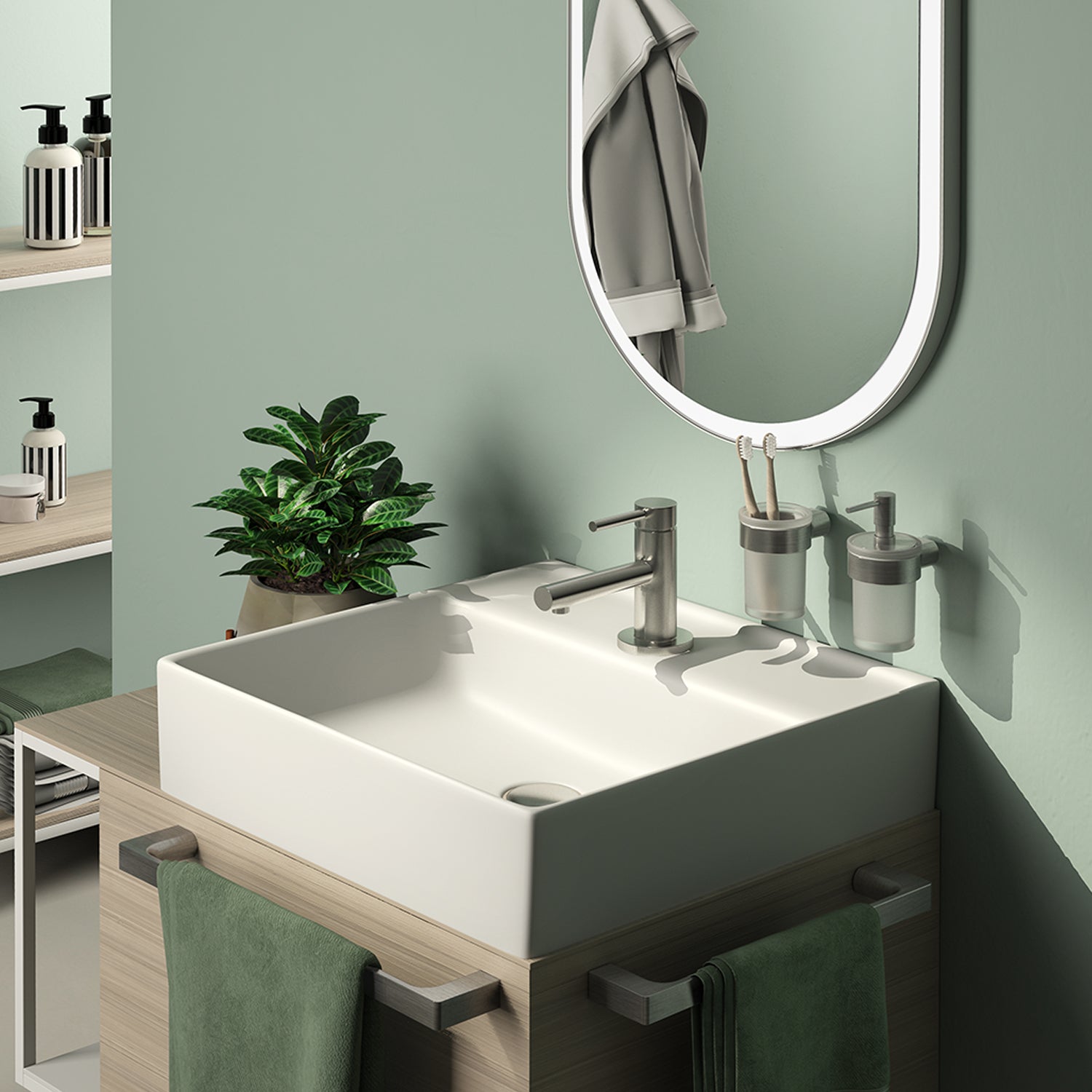 Porta asciugamani a muro Gedy serie Pirenei 35 cm - Spazzolato by CeramicStore | Lo specialista del tuo bagno