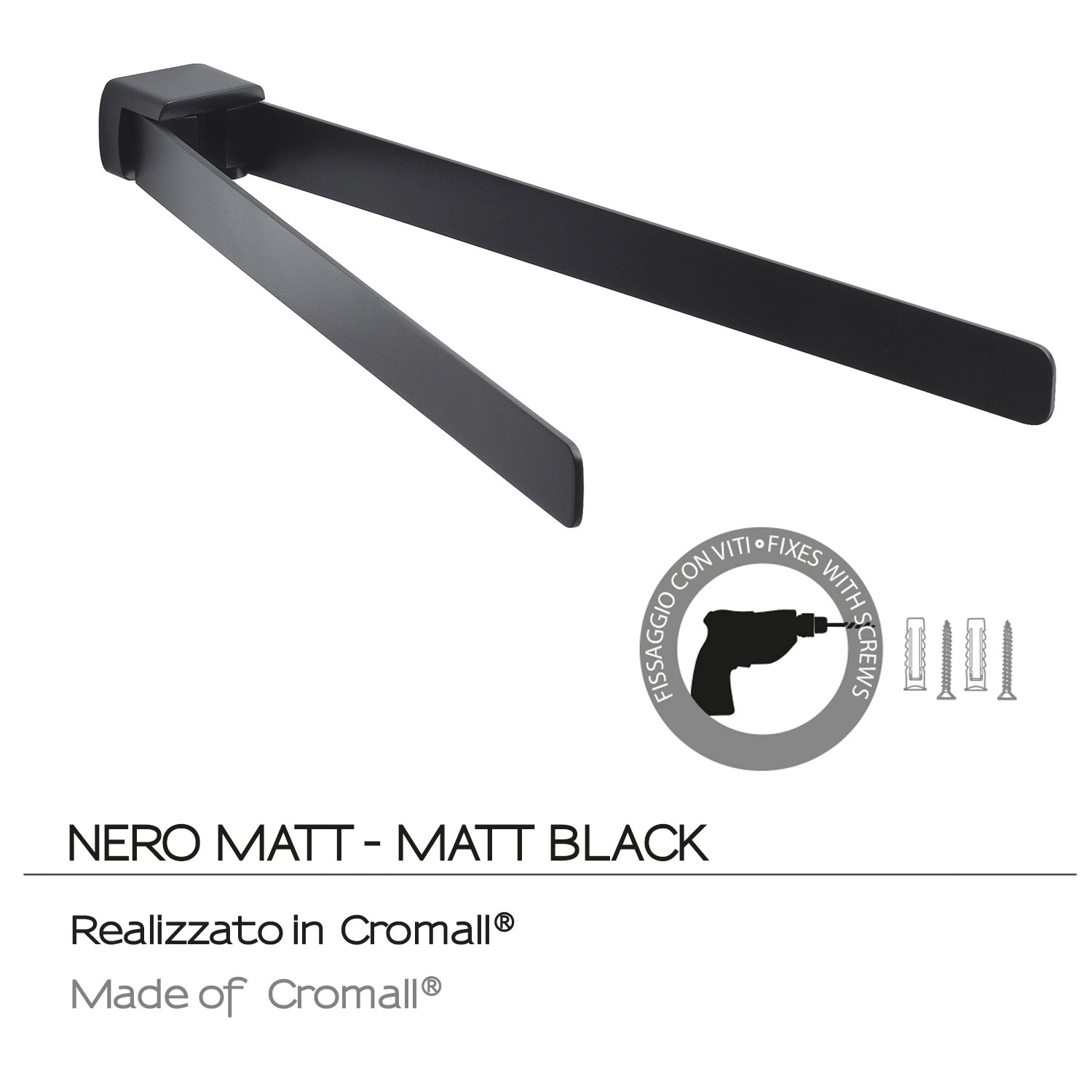 Portasalviette a snodo Gedy serie Pirenei - Nero Matt by CeramicStore | Lo specialista del tuo bagno