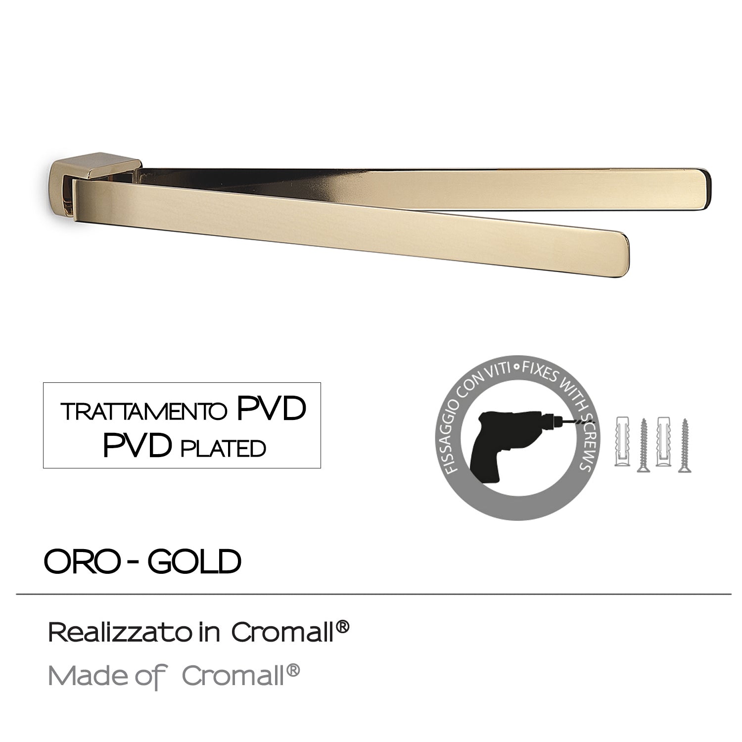 Portasalviette a snodo Gedy serie Pirenei - Oro by CeramicStore | Lo specialista del tuo bagno
