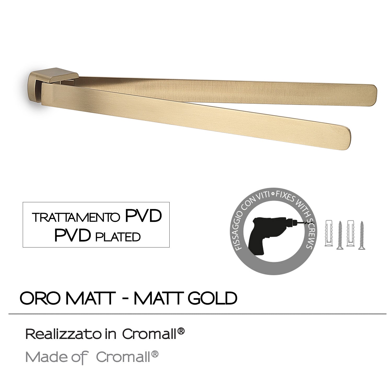 Portasalviette a snodo Gedy serie Pirenei - Oro Matt by CeramicStore | Lo specialista del tuo bagno