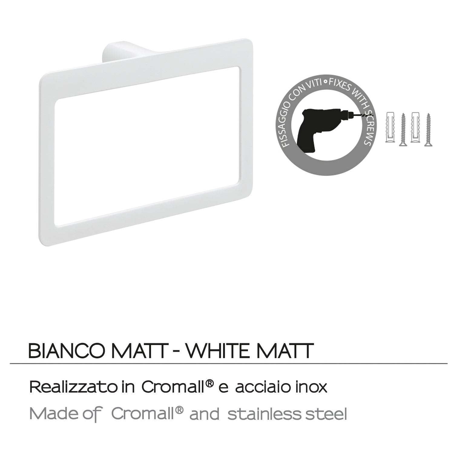 Portasalviette ad anello Gedy serie Pirenei - Bianco Matt by CeramicStore | Lo specialista del tuo bagno