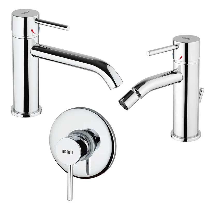Set di Rubinetti Doccia, Lavabo canna Lunga e Bidet con scarico in ottone Cromo collezione Pico di Mamoli Rubinetterie by CeramicStore | Lo specialista del tuo bagno