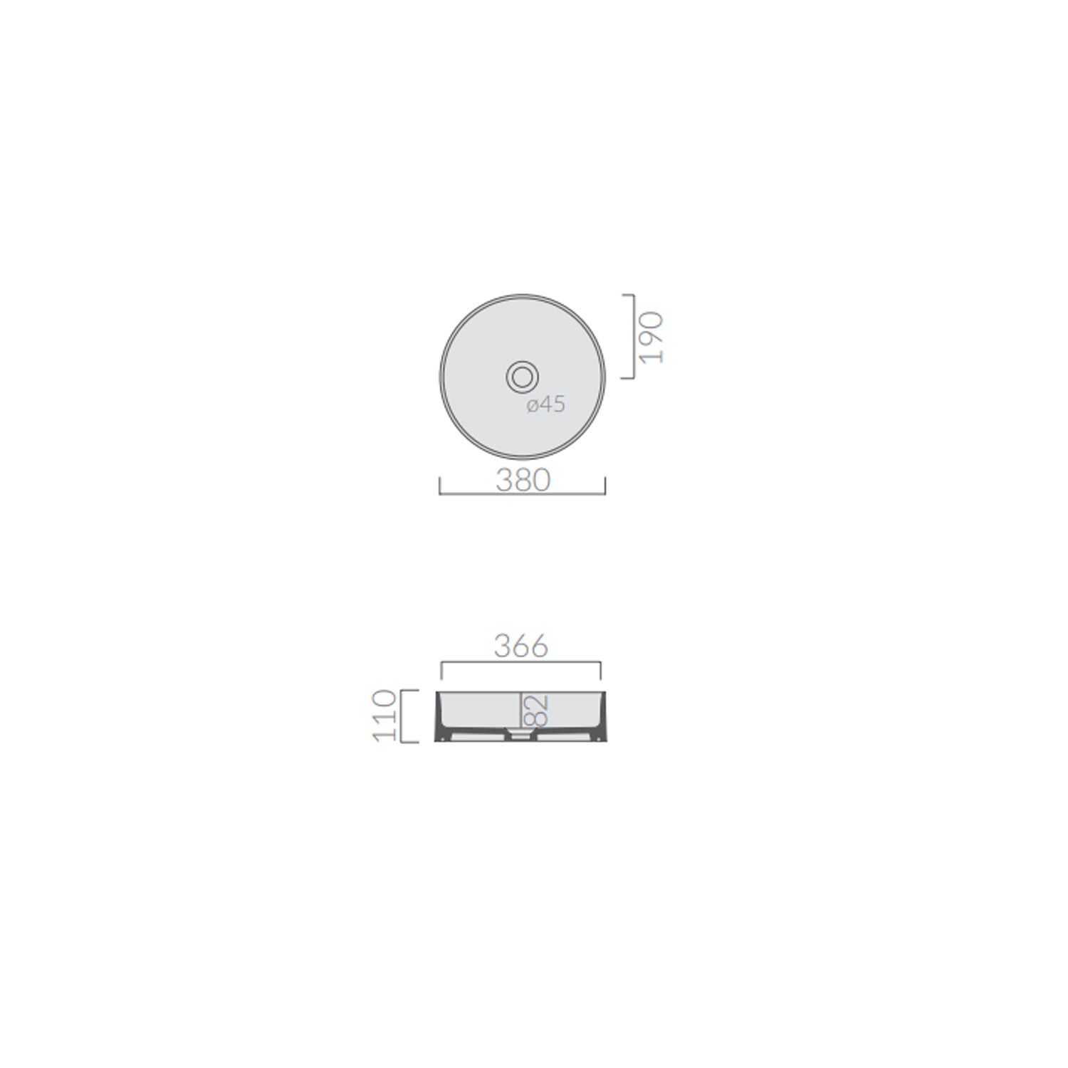 Lavabo tondo da appoggio diam38cm serie Smart-B di Ceramica Galassia - Bianco Matt