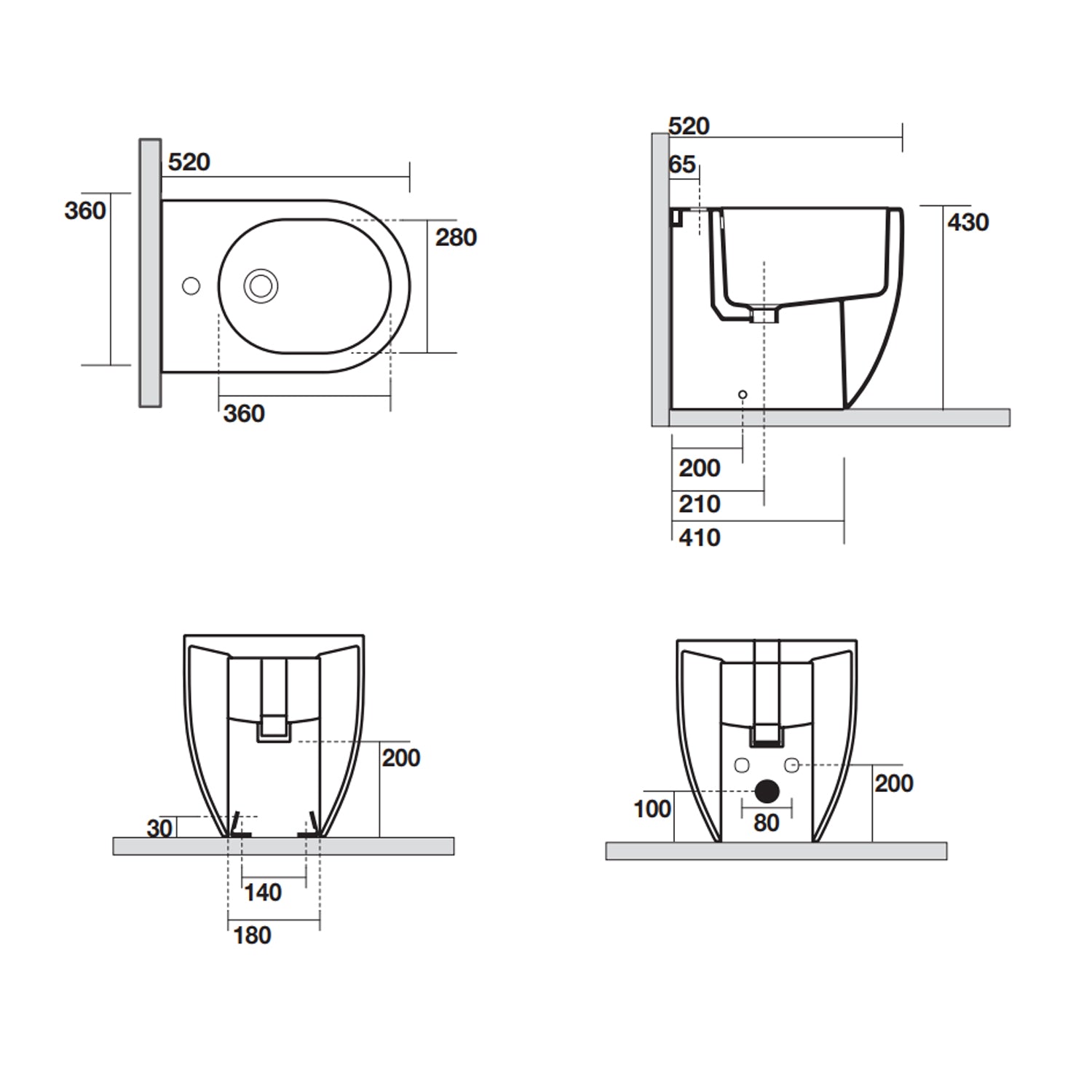 Sanitari filomuro senza brida 52x36 cm collezione Flo Kerasan con sedile soft close