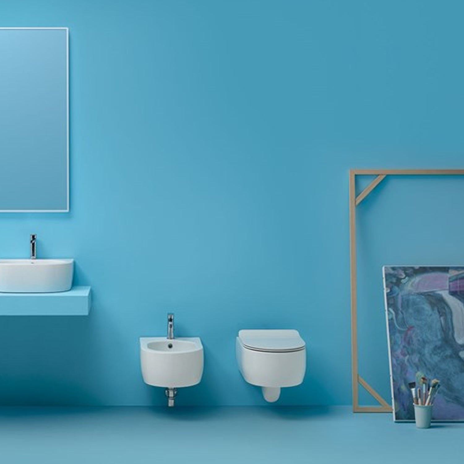 Wc sospeso 50x36 cm collezione Flo Kerasan con sedile soft close