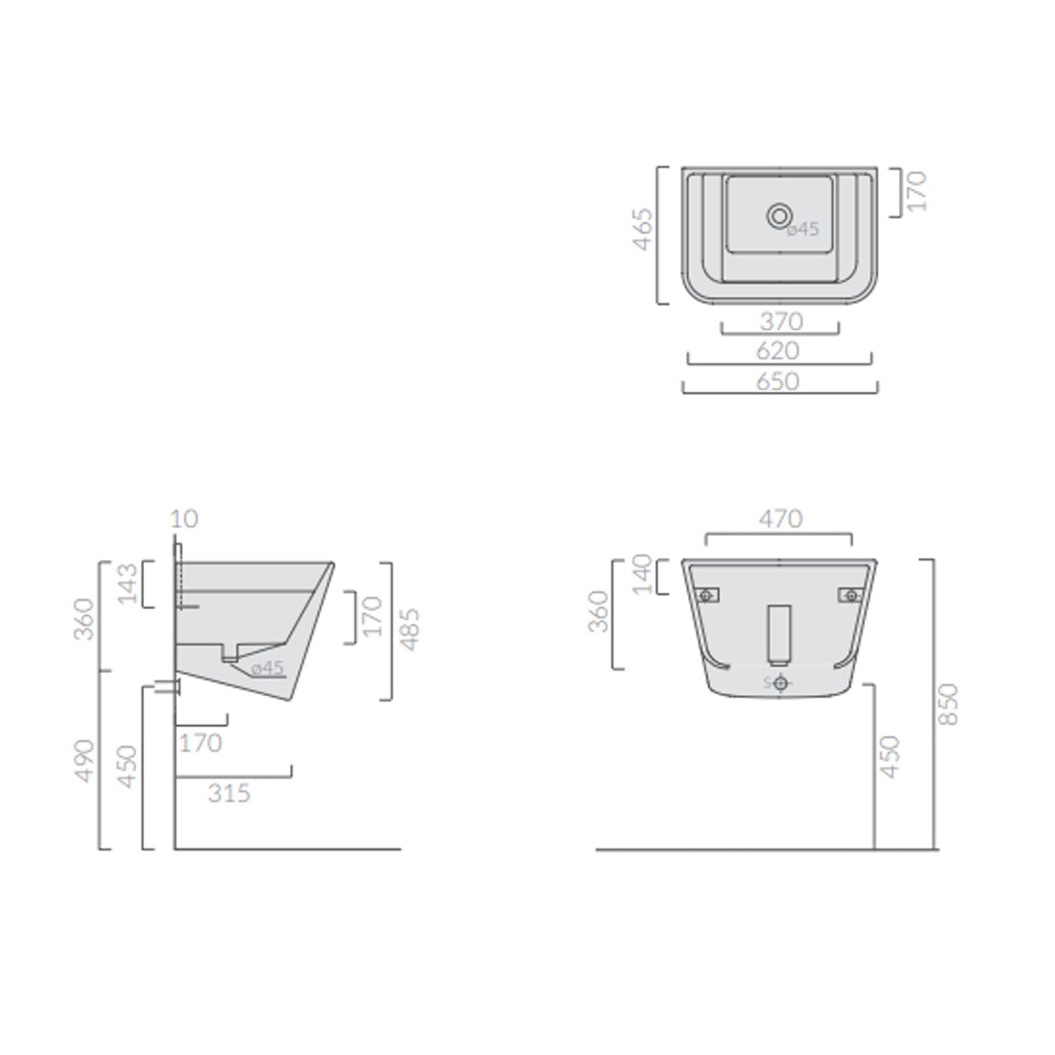 Lavatoio per rubinetteria a parete Ceramica Galassia modello MegPro11 65x46 cm by CeramicStore | Lo specialista del tuo bagno