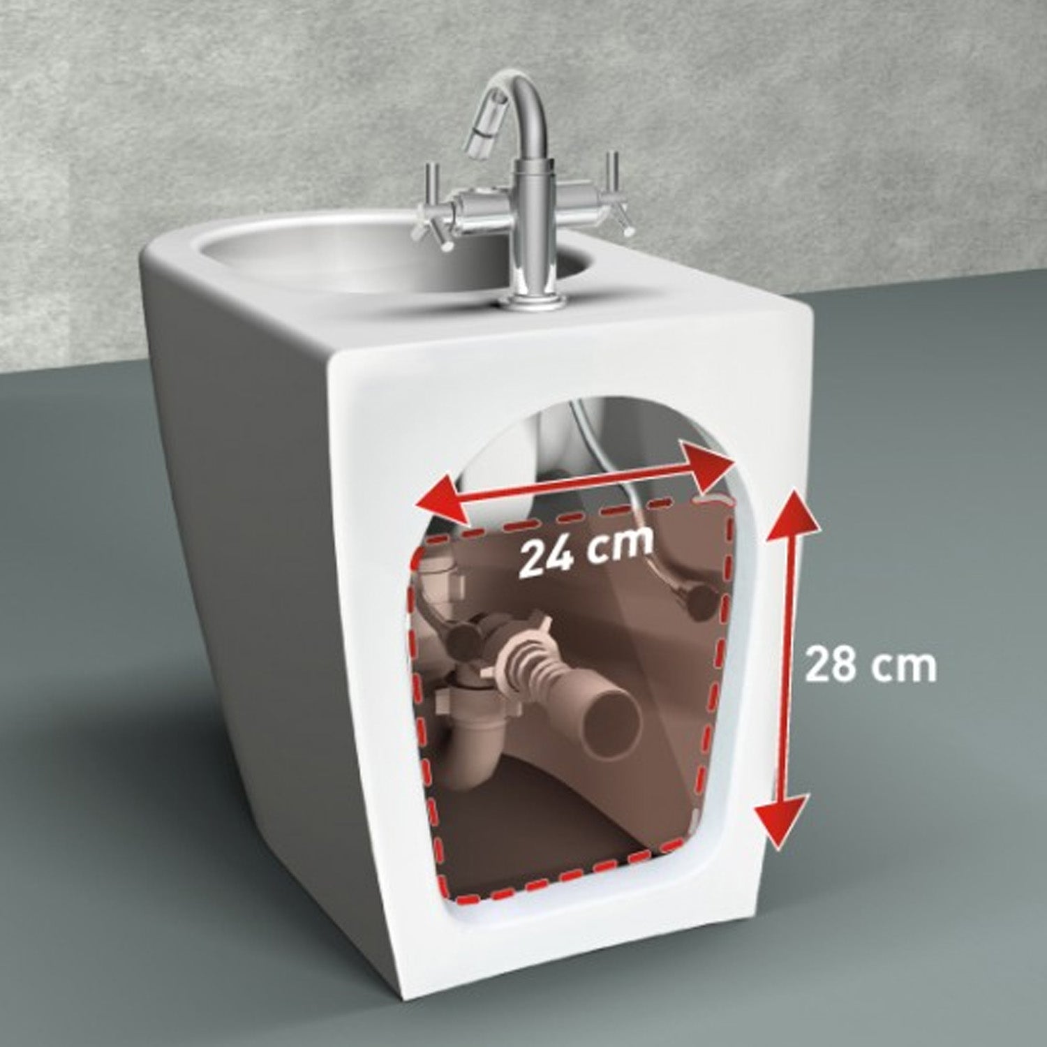 Bidet filomuro con apertura posteriore Althea modello Cover Rimless 56x36 cm
