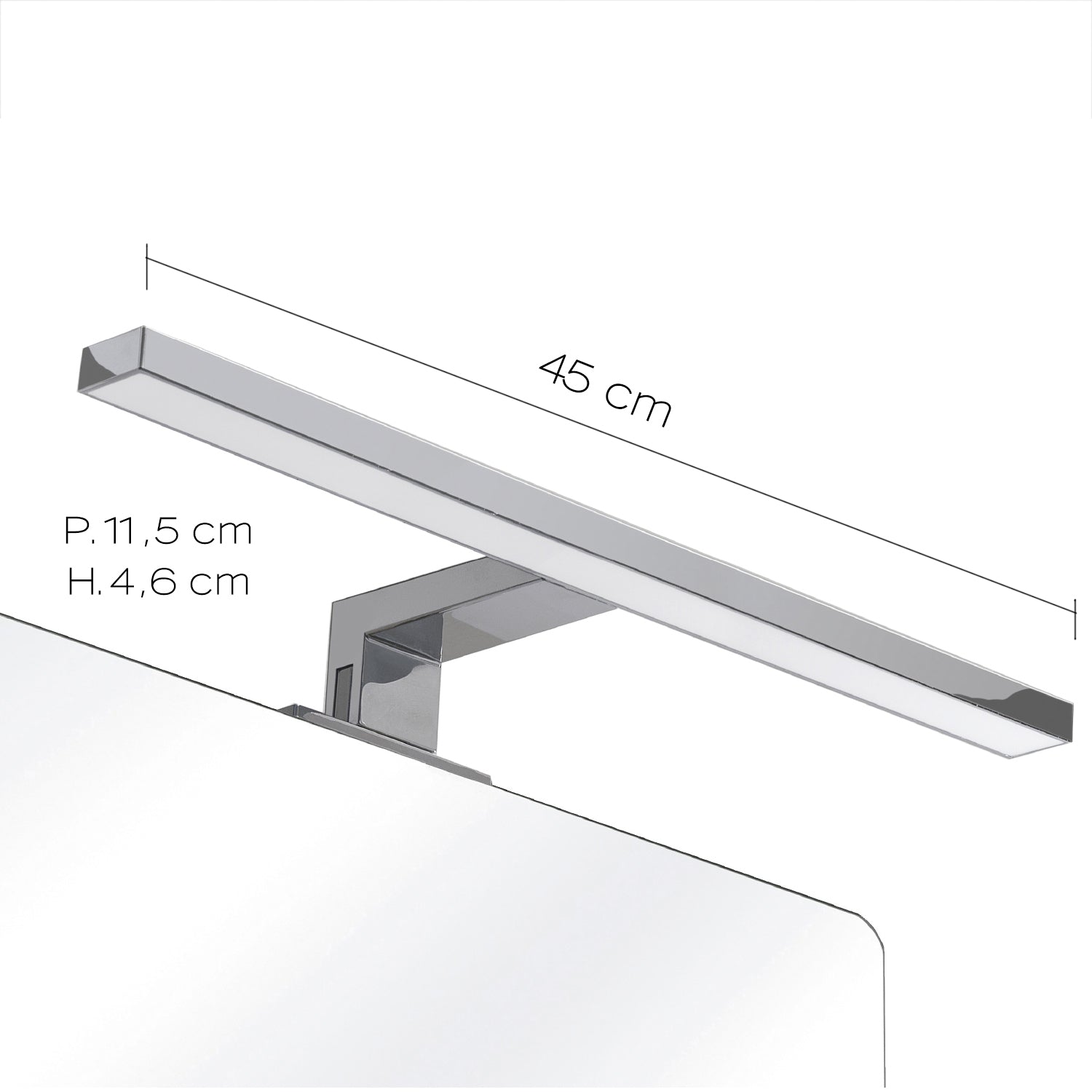 Lampada Led per specchio da 45 cm con attacco universale modello Madeira di Gedy - Cromato by CeramicStore | Lo specialista del tuo bagno