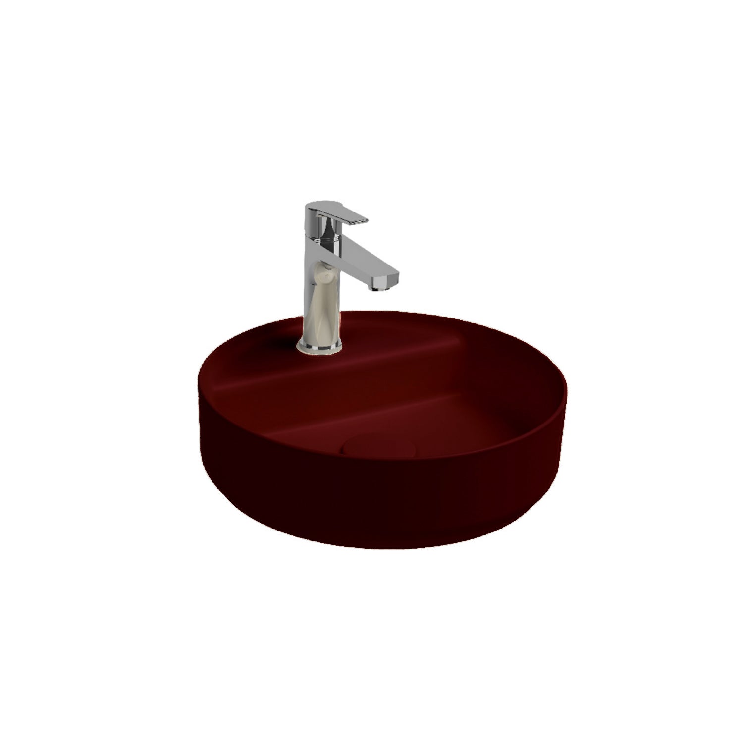 Lavabo d'appoggio tondo con foro BathCore serie Infinity 42 cm color Bordeaux Opaco