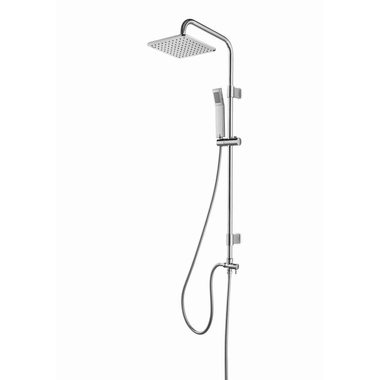 Colonna doccia in ottone con soffione 20x20 e deviatore modello Malta 2 di Weiss Stern - Cromo by CeramicStore | Lo specialista del tuo bagno