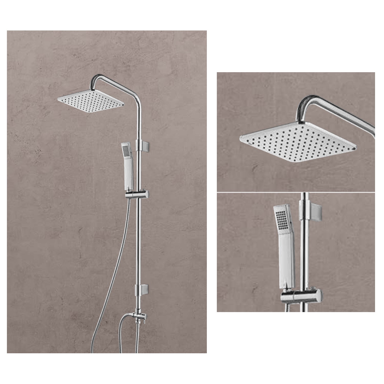 Colonna doccia in ottone con soffione 20x20 e deviatore modello Malta 2 di Weiss Stern - Cromo by CeramicStore | Lo specialista del tuo bagno