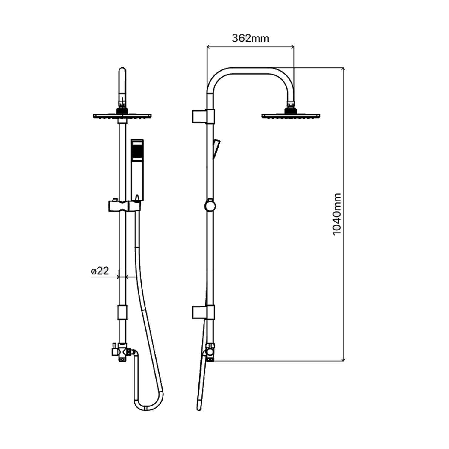 Colonna doccia in ottone con soffione 20x20 e deviatore modello Malta 2 di Weiss Stern - Cromo by CeramicStore | Lo specialista del tuo bagno