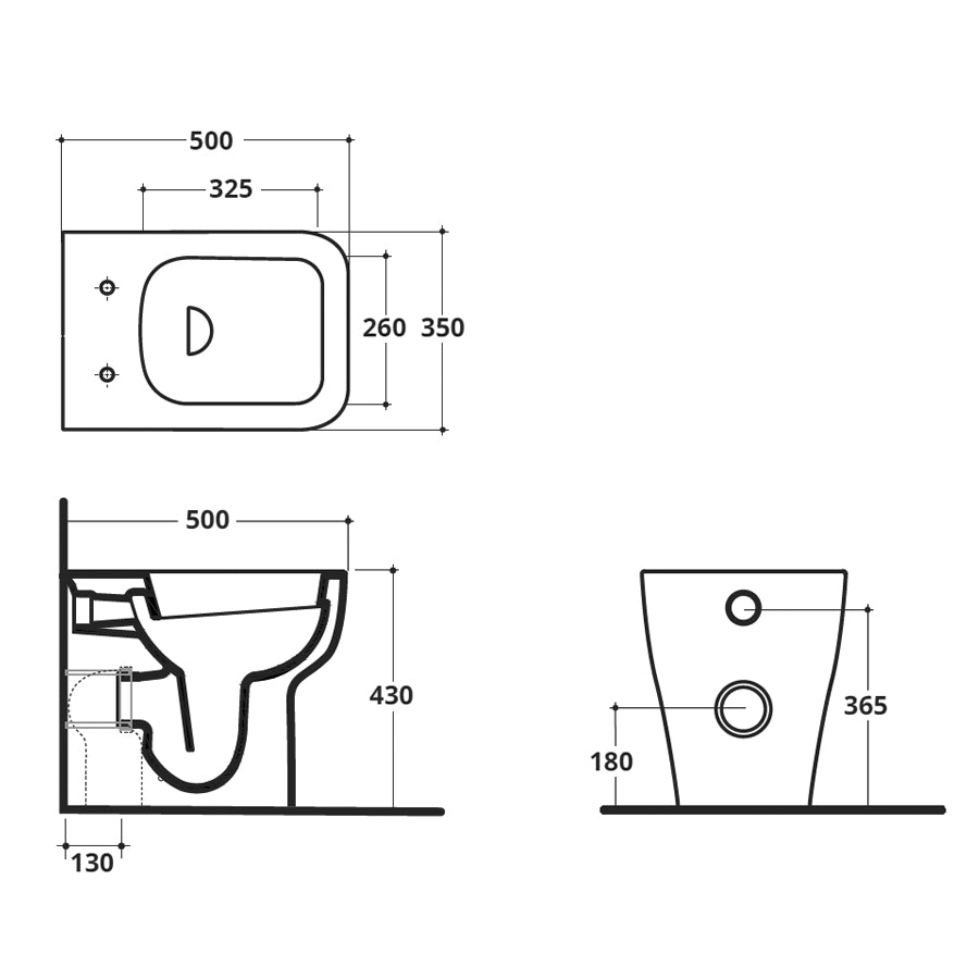 Coppia di sanitari filomuro WC bidet e coprivaso modello Reverse di Althea cm 50x36