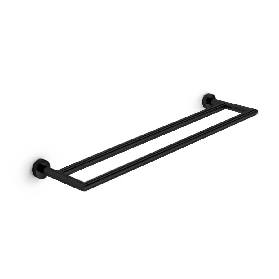 Porta asciugamani doppio di Lineabeta collezione Baketo con fissaggi a muro in ottone verniciato nero cm 60 by CeramicStore | Lo specialista del tuo bagno