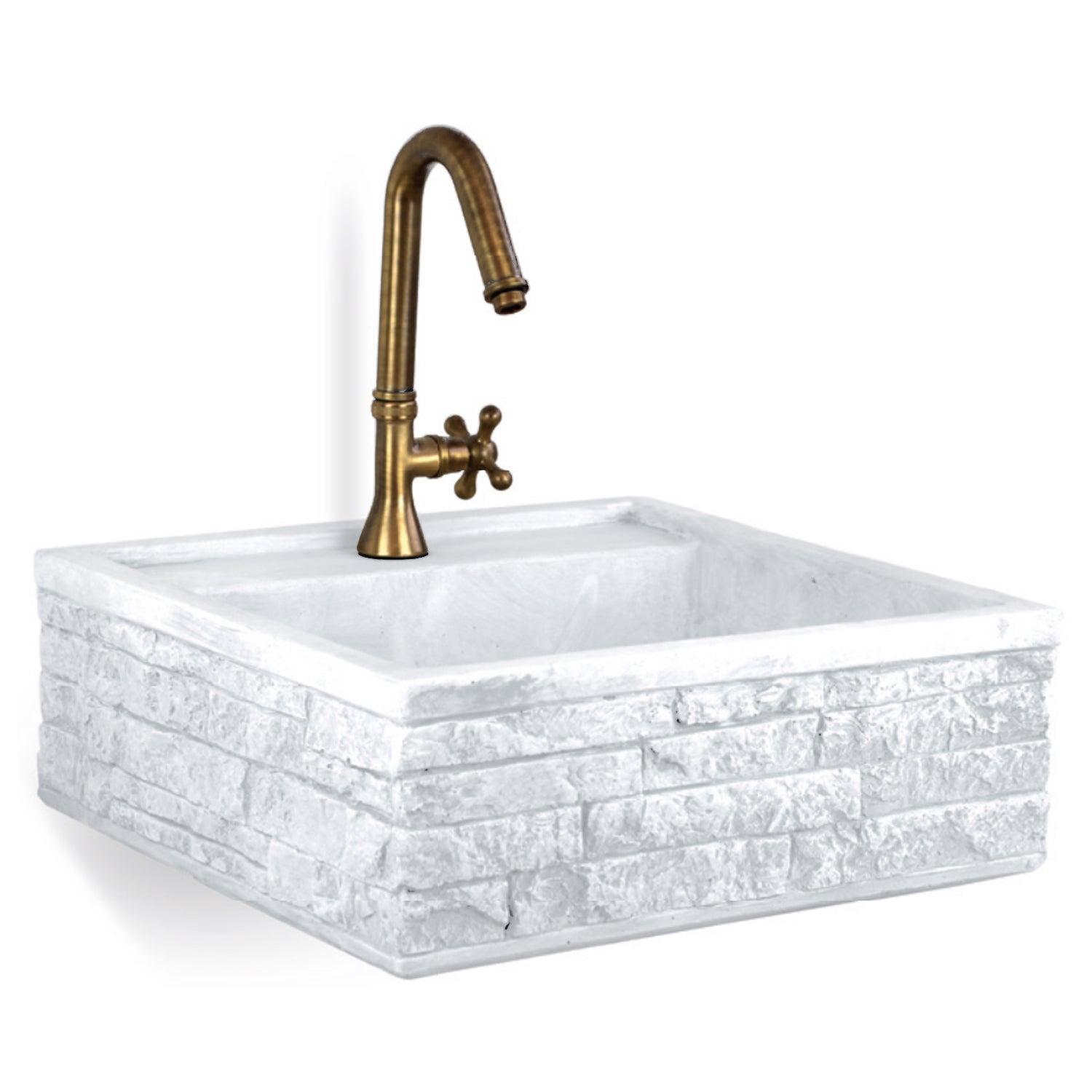 Lavello da esterno in pietra ricostruita bianco cm 45x42x16h cm modello Terra by CeramicStore | Lo specialista del tuo bagno