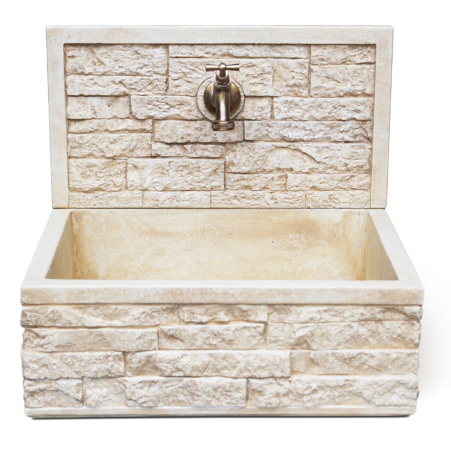 Lavello da esterno in cemento con para schizzi nocciola cm 45x35x16h cm modello Q-Altopiano by CeramicStore | Lo specialista del tuo bagno