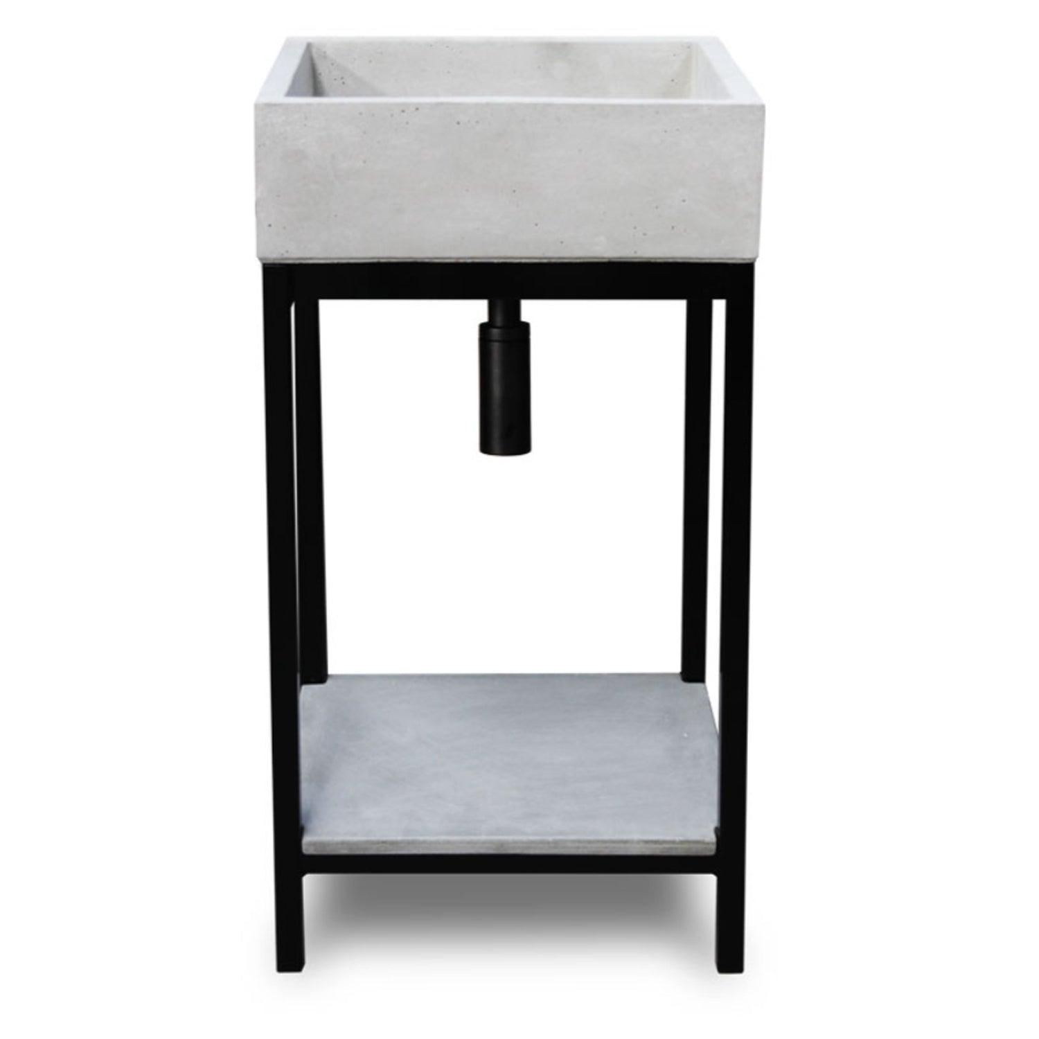 Supporto in metallo nero per acquai con mensola in cemento grigio cm 44x74,5h Modello Prop by CeramicStore | Lo specialista del tuo bagno