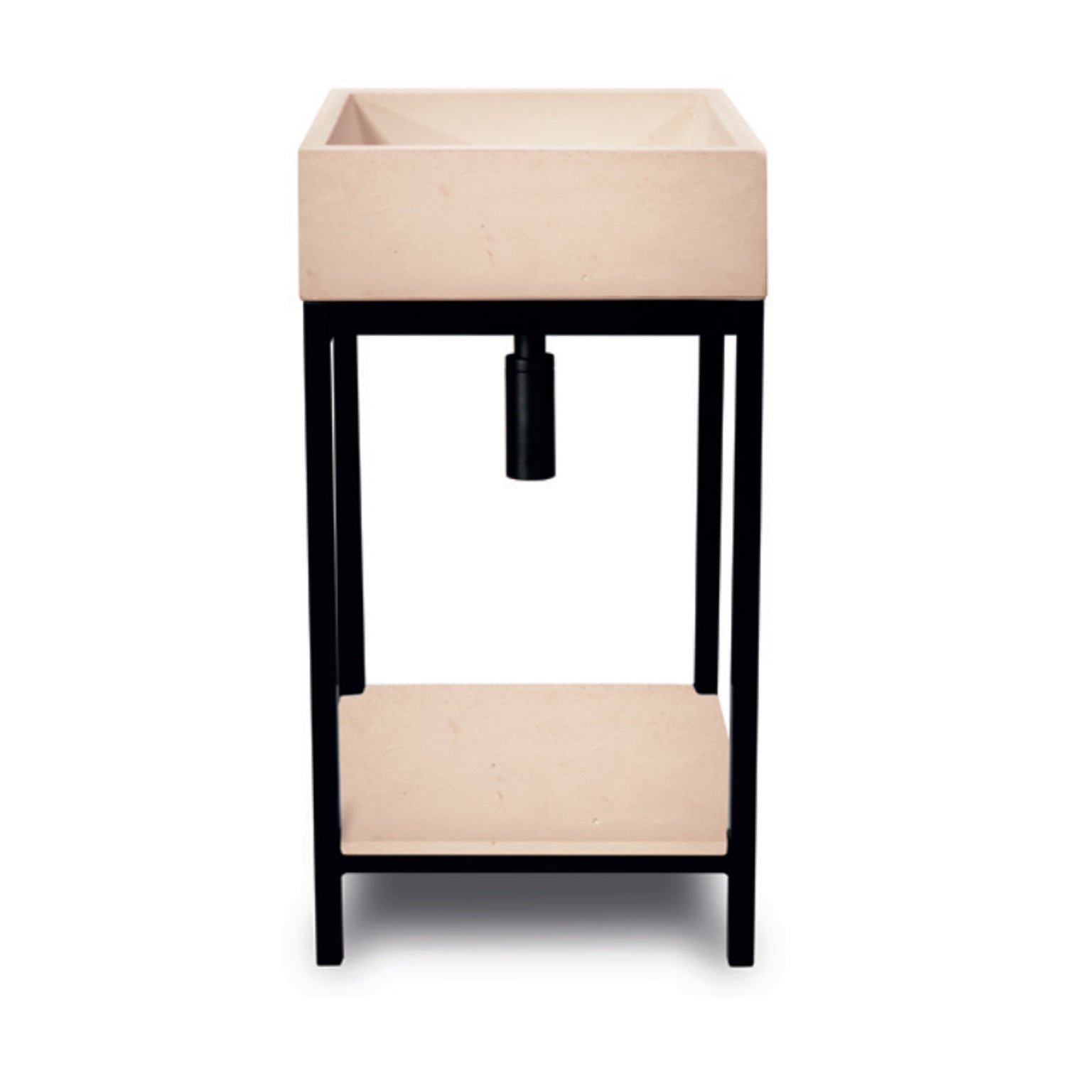 Supporto in metallo nero per acquai con mensola in cemento rosa cm 44x74,5h Modello Prop by CeramicStore | Lo specialista del tuo bagno