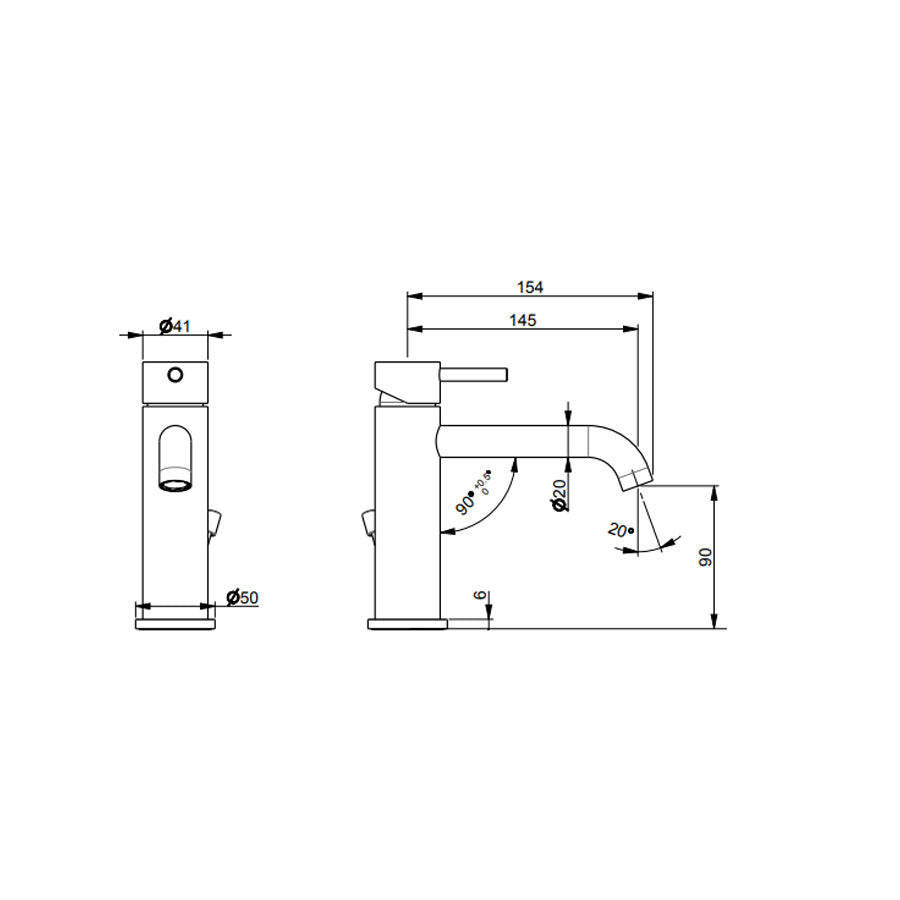 Rubinetto miscelatore Lavabo con scarico in acciaio inox Finitura Spazzolata con Maniglia colore Carbone Tubico Colorado
