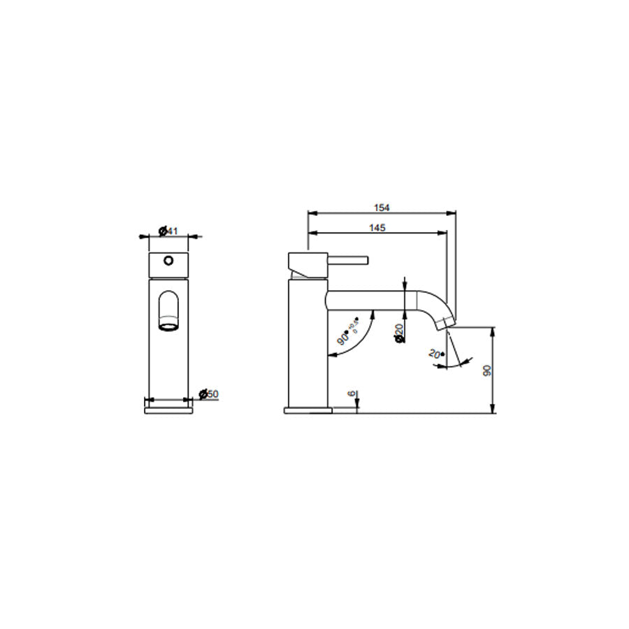 Rubinetto miscelatore Lavabo senza scarico in acciaio inox Finitura Spazzolata con Maniglia colore Carbone Tubico Colorado