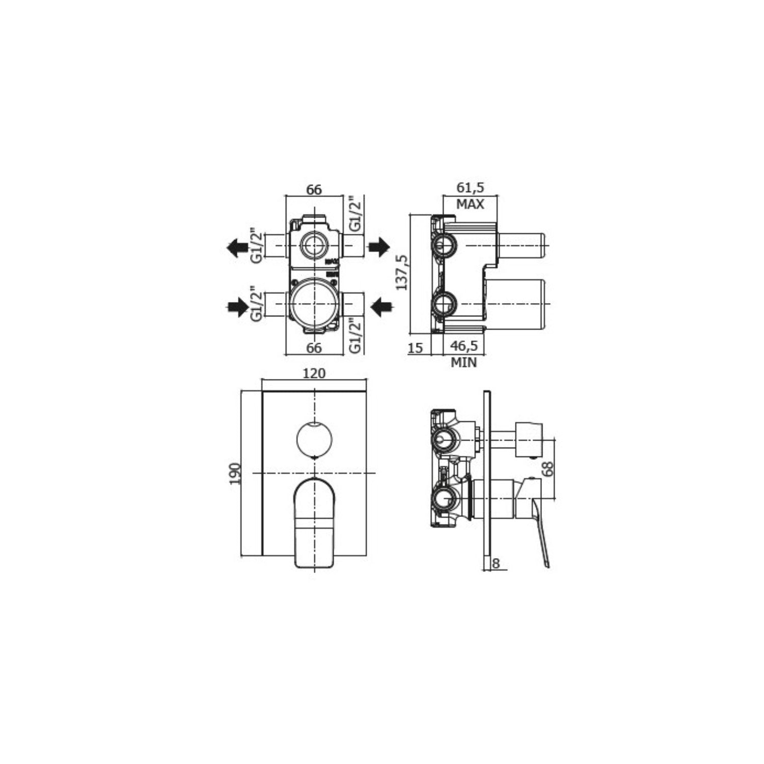 Miscelatore doccia incasso codice TI018CR serie Tilt Paffoni by CeramicStore | Lo specialista del tuo bagno
