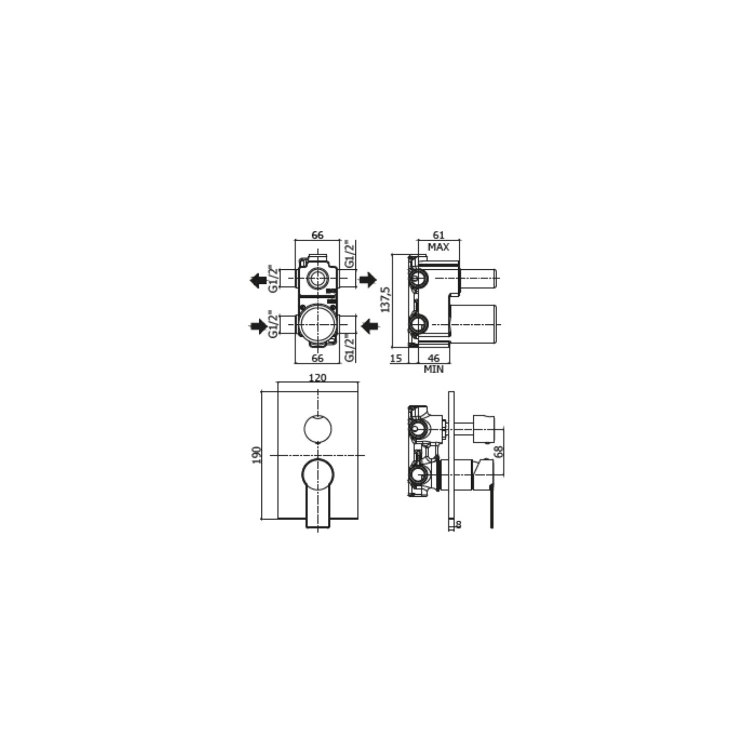 Set soffione doccia quadrato e braccio doccia quadrato con miscelatore incasso tango e set duplex doccia Cromo Paffoni by CeramicStore | Lo specialista del tuo bagno