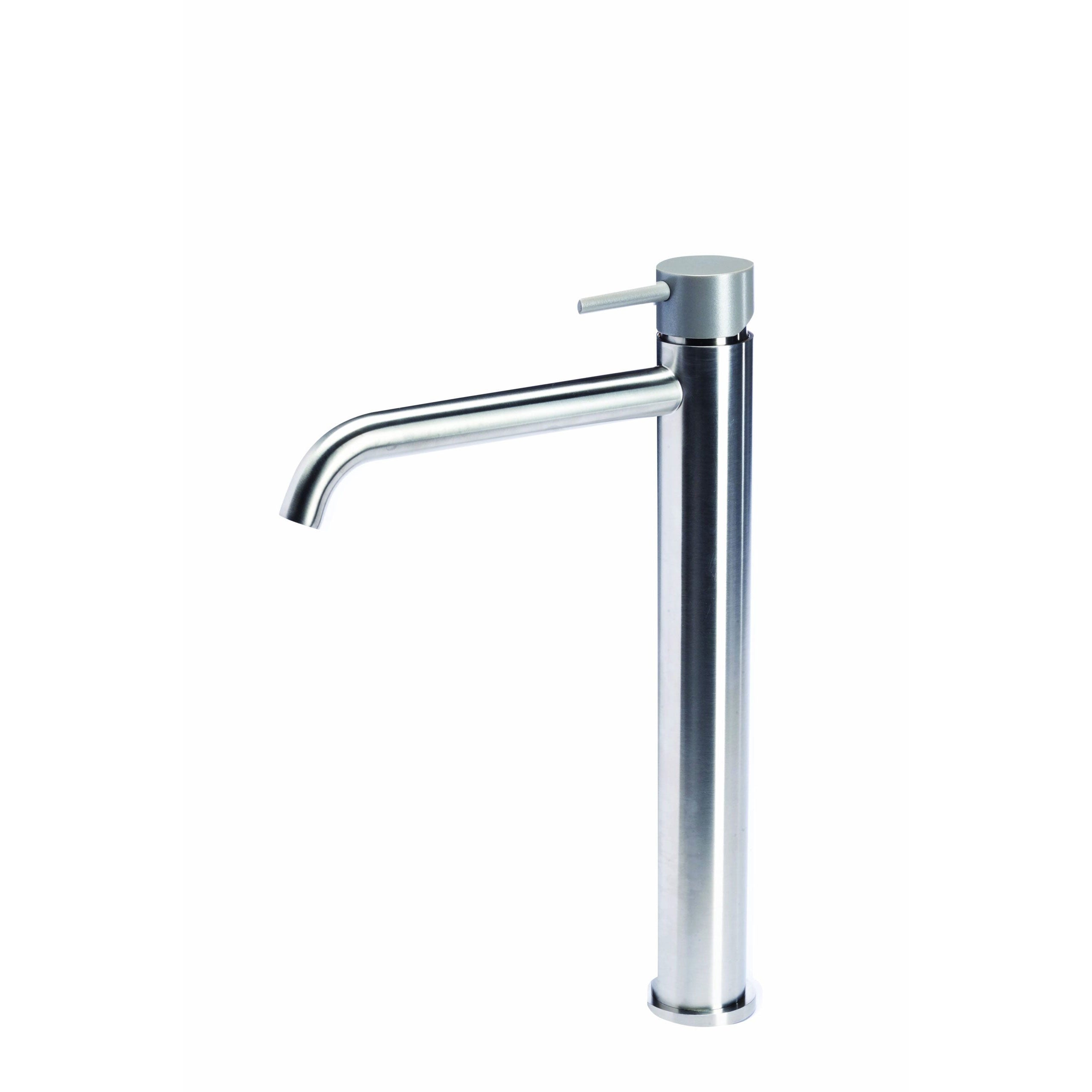 Rubinetto miscelatore Lavabo Alto senza scarico  in acciaio inox Finitura Spazzolata con Maniglia colore Roccia Tubico Colorado