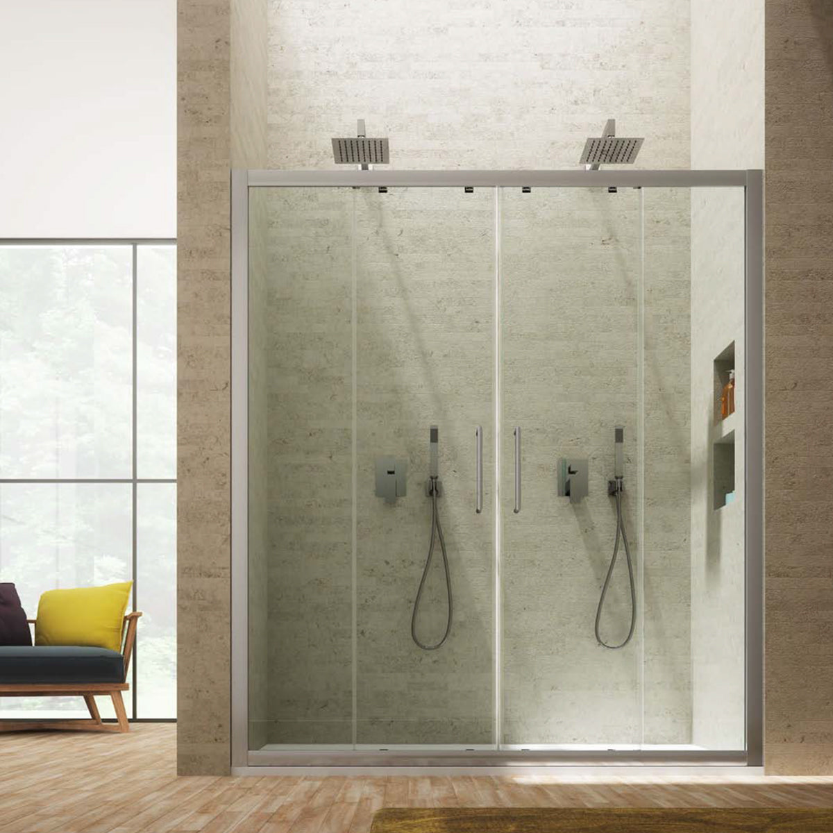 Porta Doccia Scorrevole a 2 ante 160 cm in cristallo trasparente da 6 mm by CeramicStore | Lo specialista del tuo bagno
