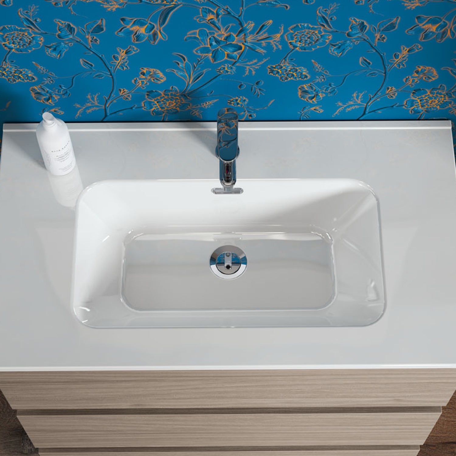 Composizione bagno con lavabo specchio e colonna modello KoraXL01 110 cm Olmo Rousseau by CeramicStore | Lo specialista del tuo bagno