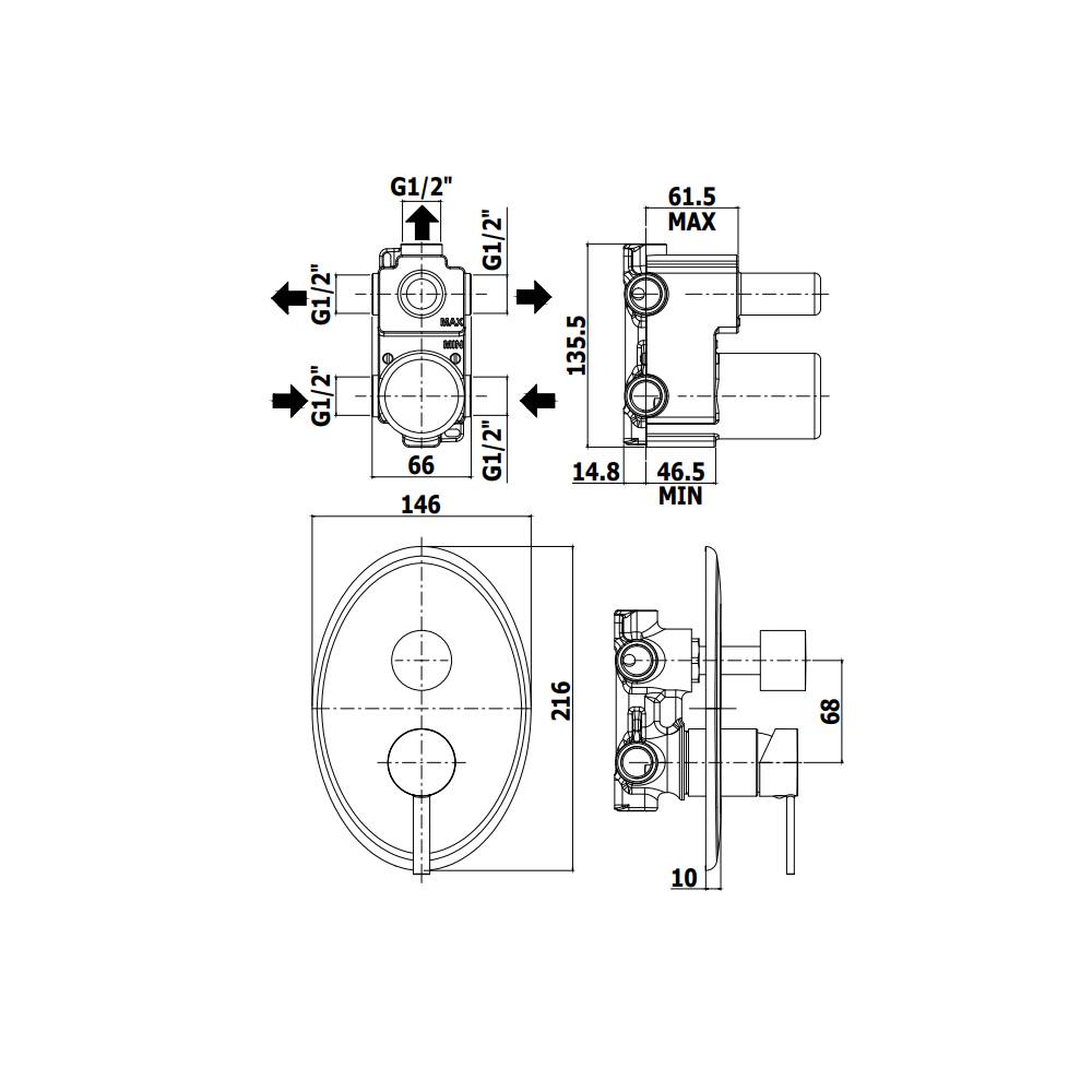 Miscelatore incasso doccia con deviatore con 3 Uscite serie Berry modello BR019CR cromato Paffoni by CeramicStore | Lo specialista del tuo bagno
