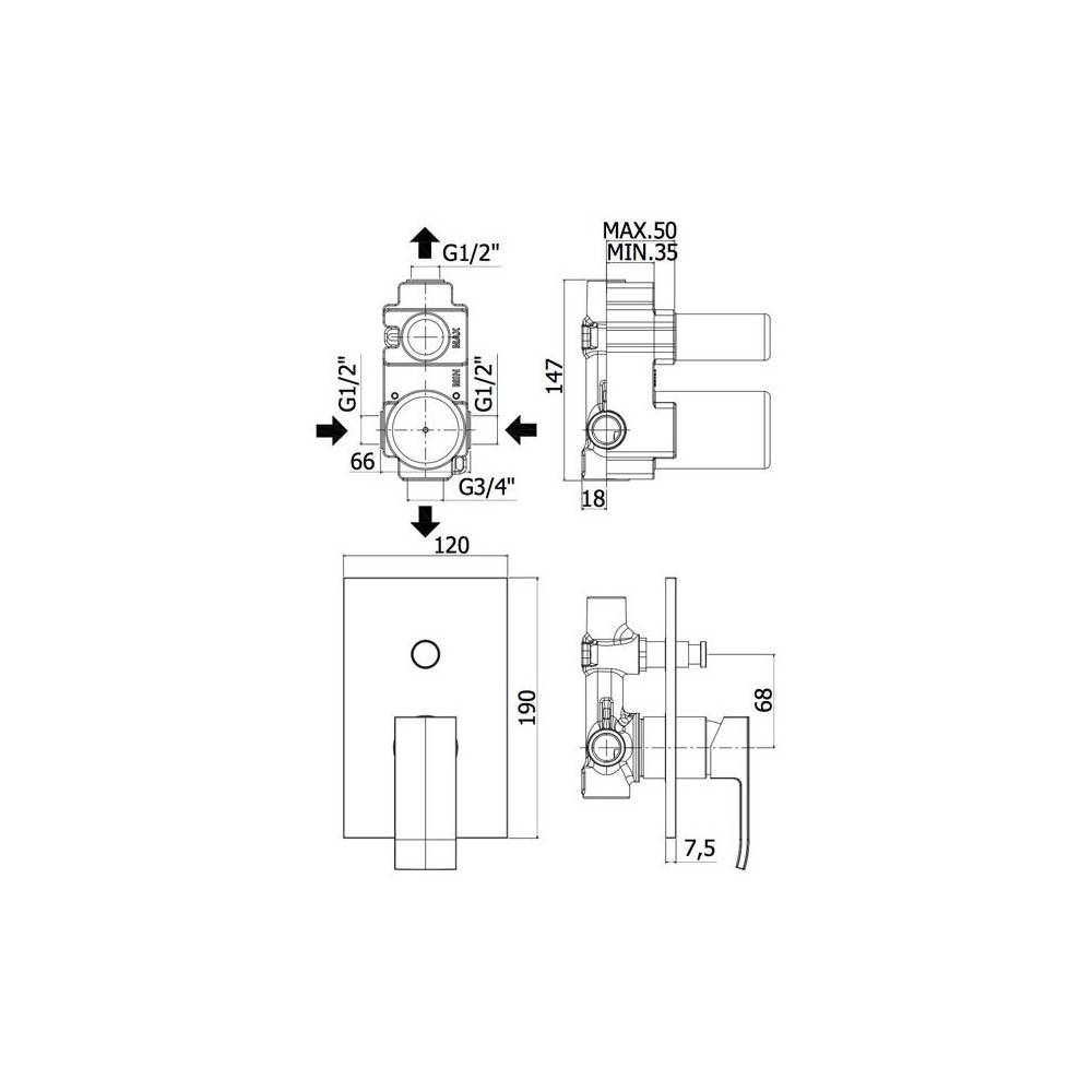 Miscelatore incasso doccia con piastra in metallo con deviatore serie Effe modello EF015CR/M cromato Paffoni by CeramicStore | Lo specialista del tuo bagno