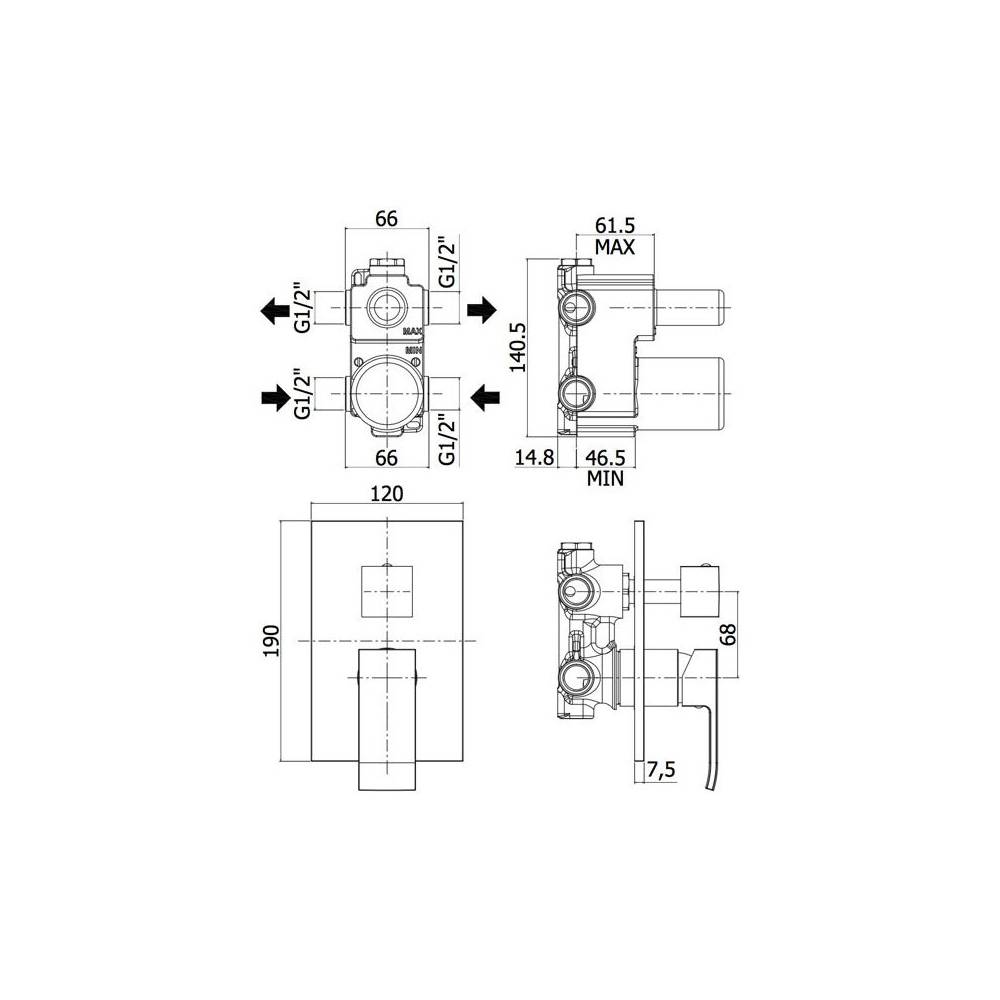 Miscelatore incasso doccia con deviatore con 3 Uscite piastra in metallo serie Effe modello EF019CR/M cromato Paffoni by CeramicStore | Lo specialista del tuo bagno