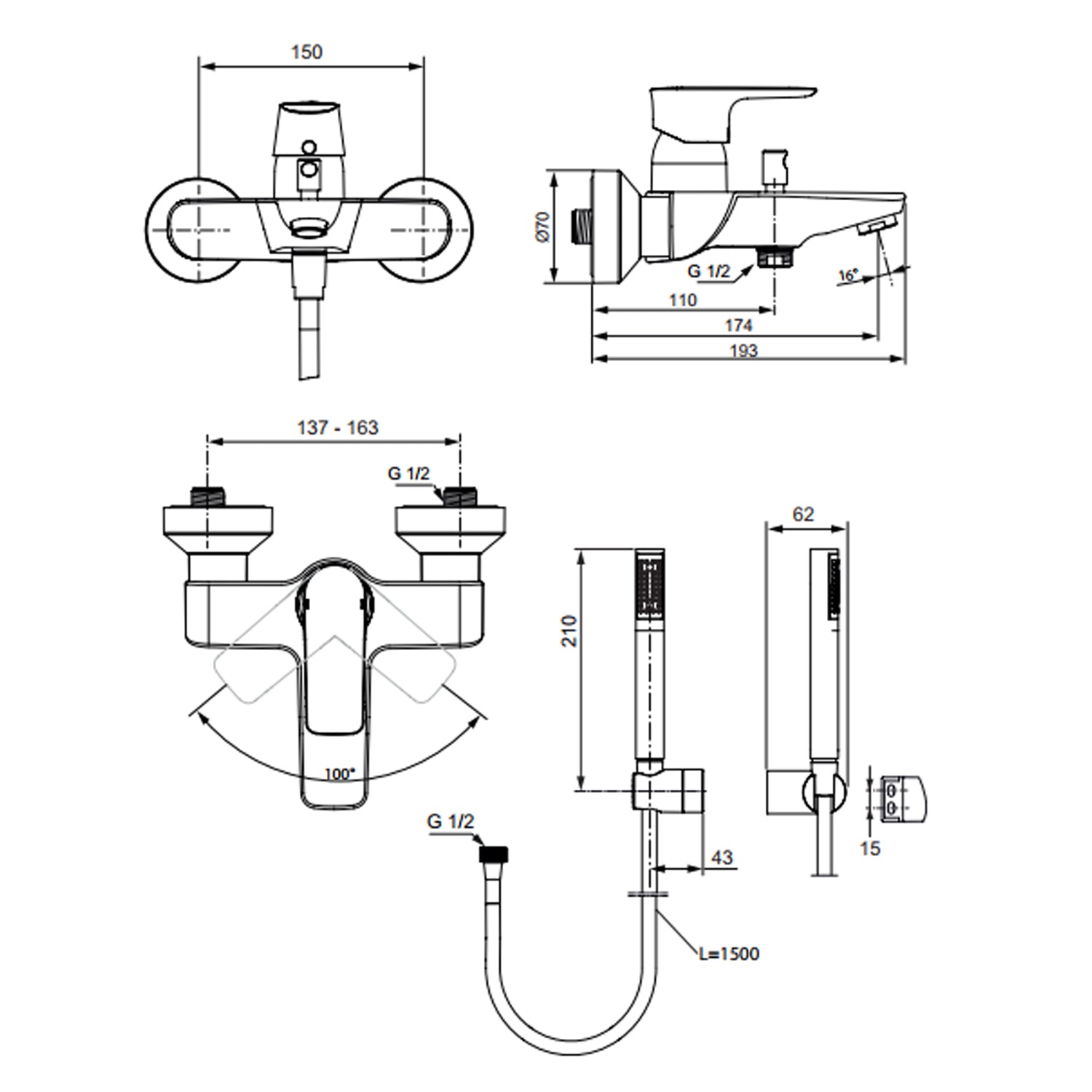 Miscelatore esterno per doccia/vasca Ideal Standard Connect AIR con doccetta stick finitura SilverStorm by CeramicStore | Lo specialista del tuo bagno