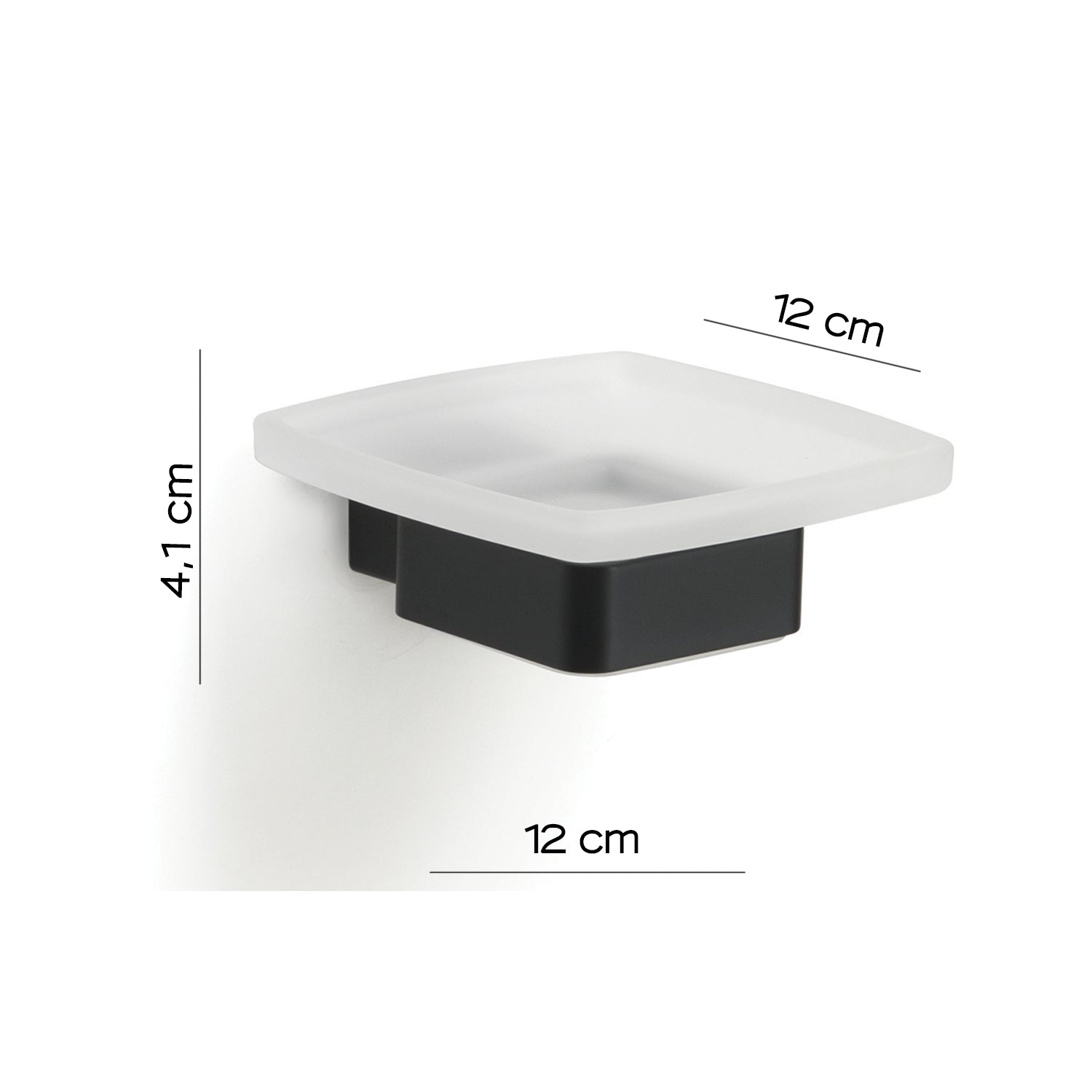 Portasapone a parete Gedy serie Lounge con contenitore in Vetro Satinato - Nero Matt by CeramicStore | Lo specialista del tuo bagno