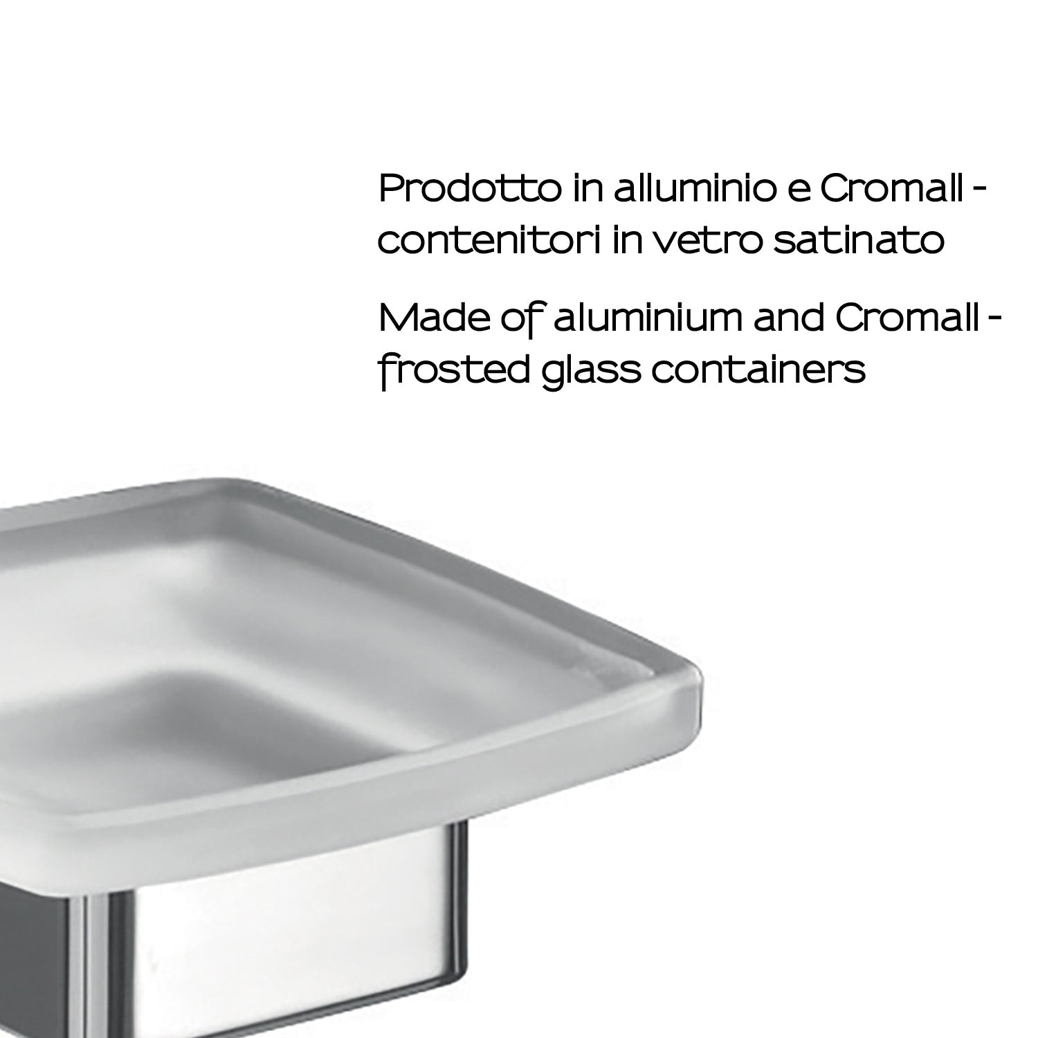 Portasapone da appoggio Gedy serie Lounge con contenitore in Vetro Satinato - Cromato