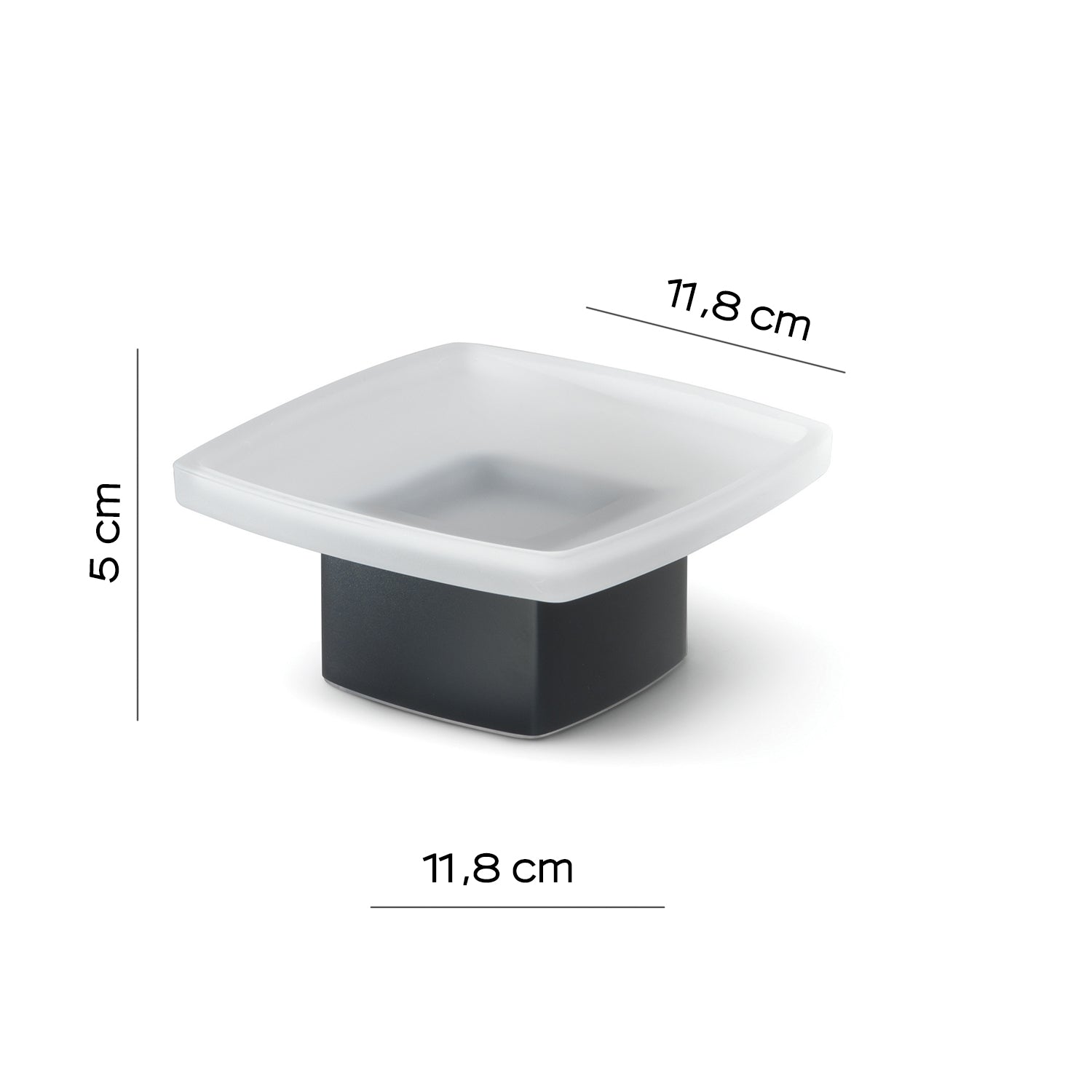 Portasapone da appoggio Gedy serie Lounge con contenitore in Vetro Satinato - Nero Matt