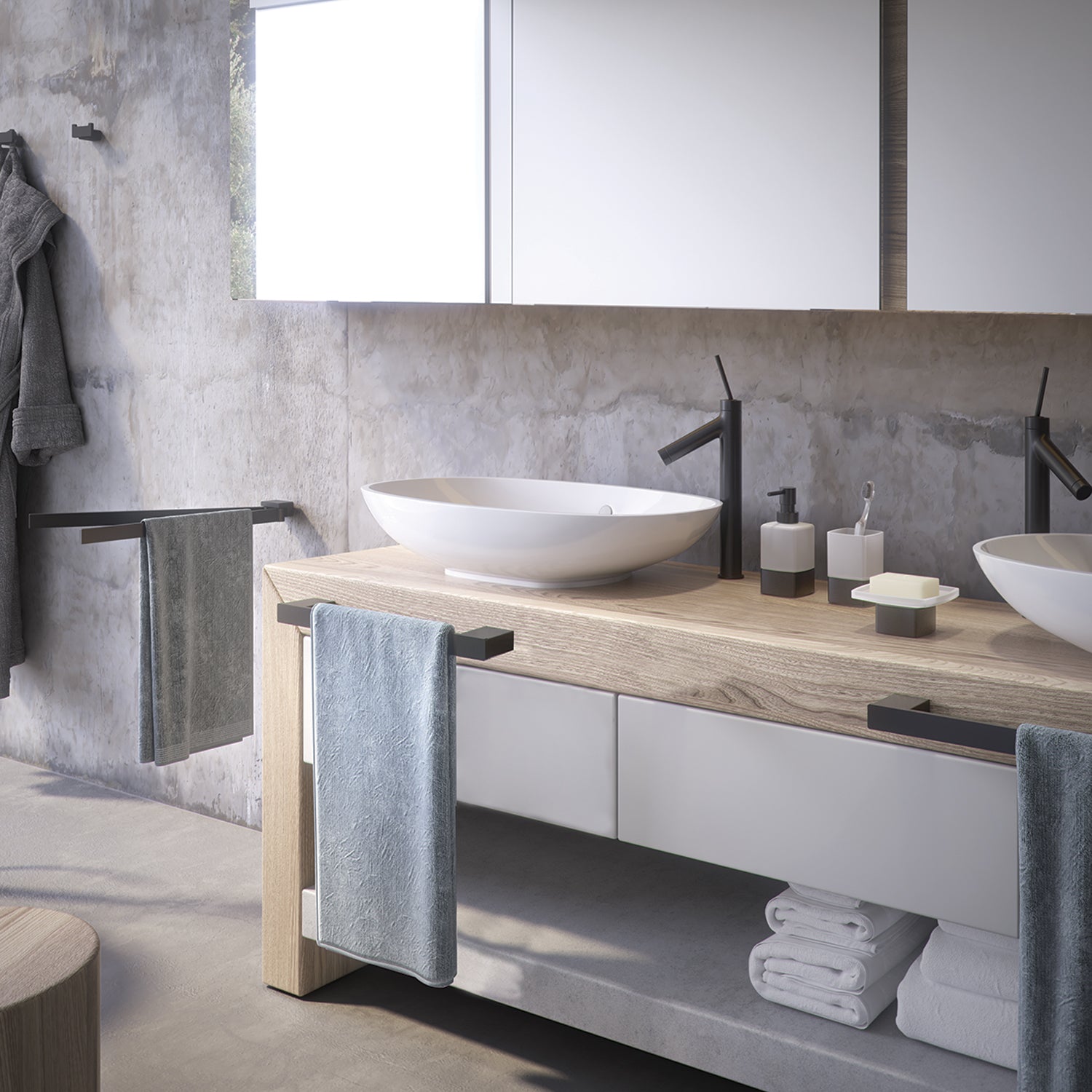 Portasalviette a snodo Gedy serie Lounge - Nero Matt by CeramicStore | Lo specialista del tuo bagno