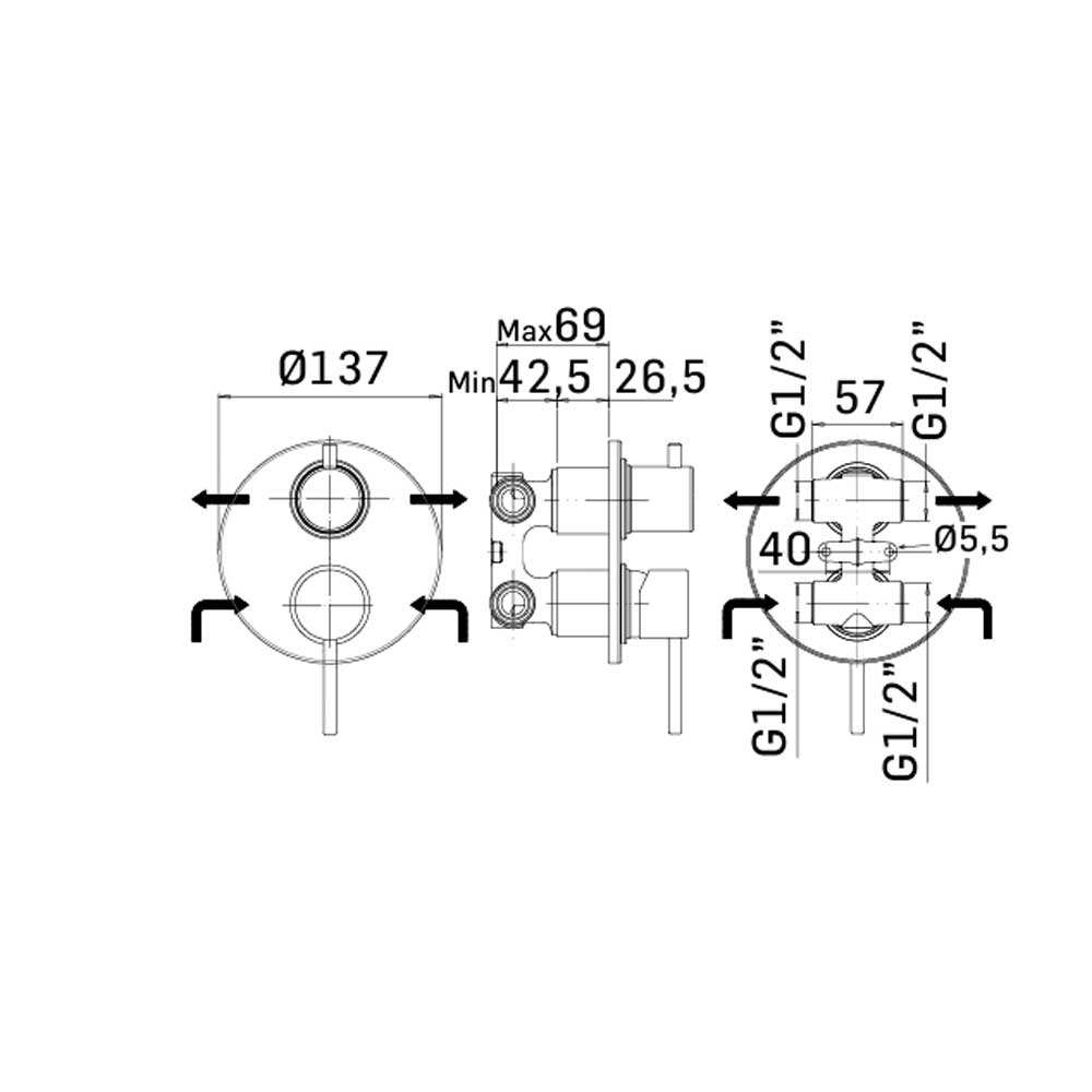 Set di Rubinetti Doccia con Deviatore, Lavabo canna Lunga e Bidet con scarico in ottone Cromo collezione Pico di Mamoli Rubinetterie by CeramicStore | Lo specialista del tuo bagno