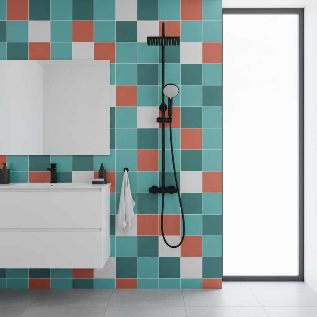 Colonna doccia nero orientabile con soffione 20cm, doccino e miscelatore MX3C