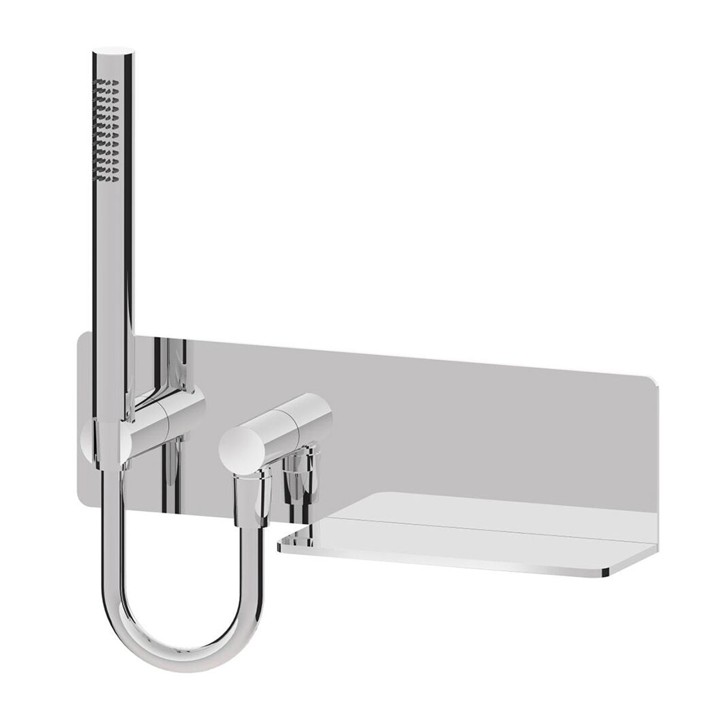 Mensola presa acqua con supporto doccia fisso tondo in ottone by CeramicStore | Lo specialista del tuo bagno
